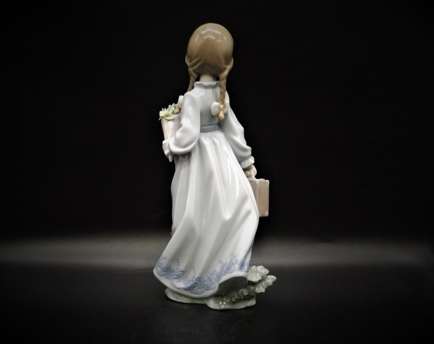 Vintage Lladro "School Days" Figurine #7604: Girl with Flowers (Broken Petal)