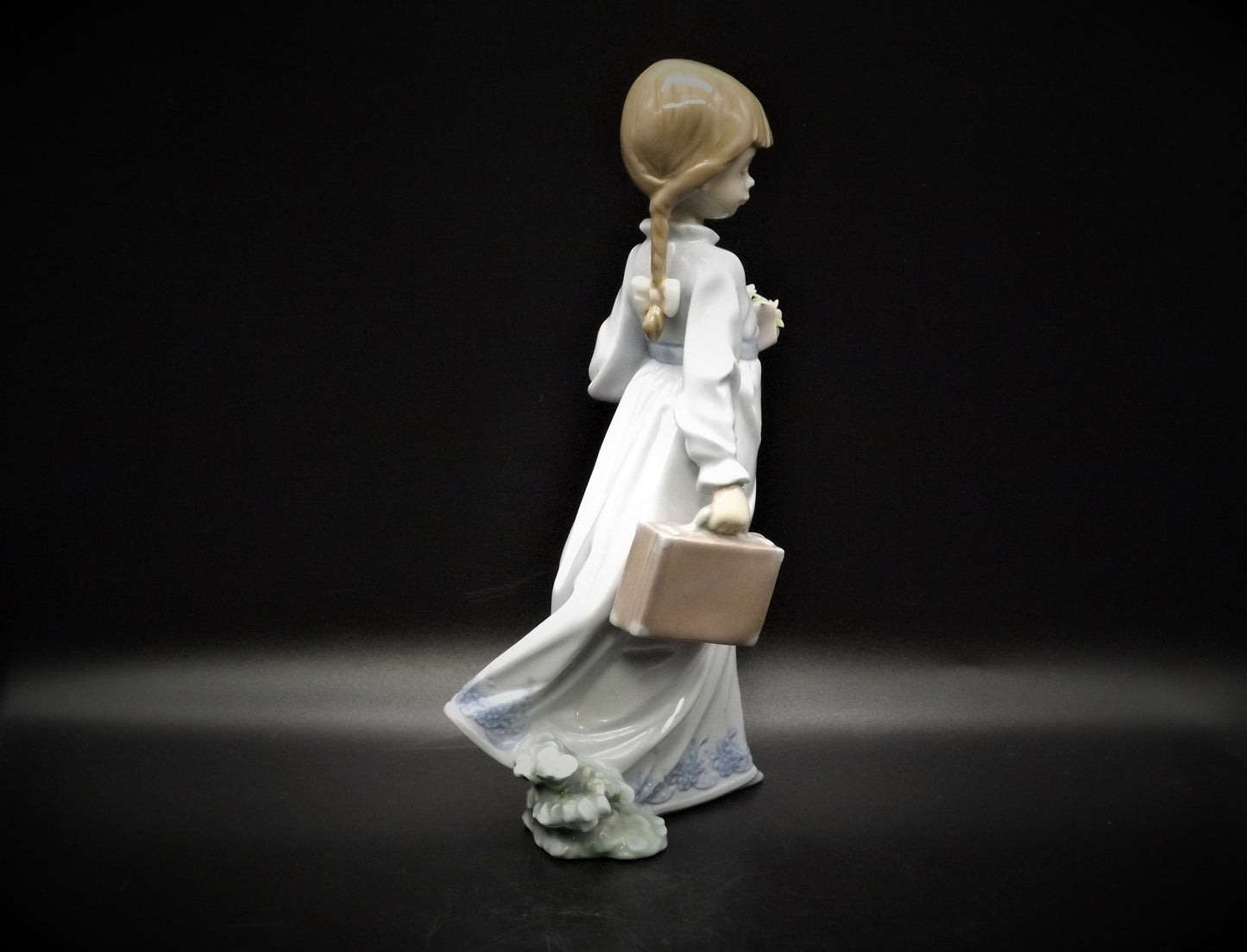 Vintage Lladro "School Days" Figurine #7604: Girl with Flowers (Broken Petal)