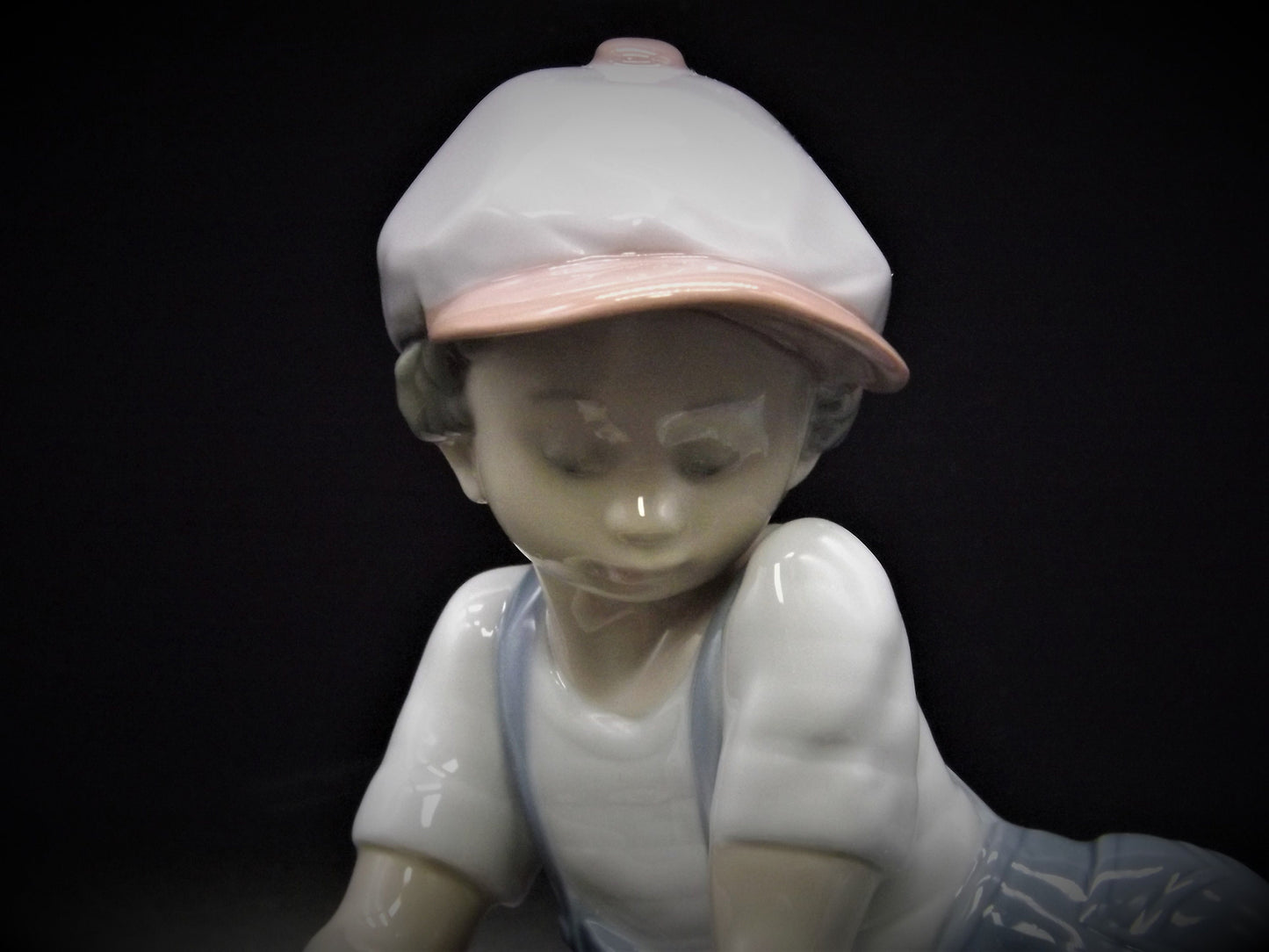 Vintage Lladro "All Aboard" #7619 with original box. Young Boy playing with his trains. Completely intact! Excellent condition!