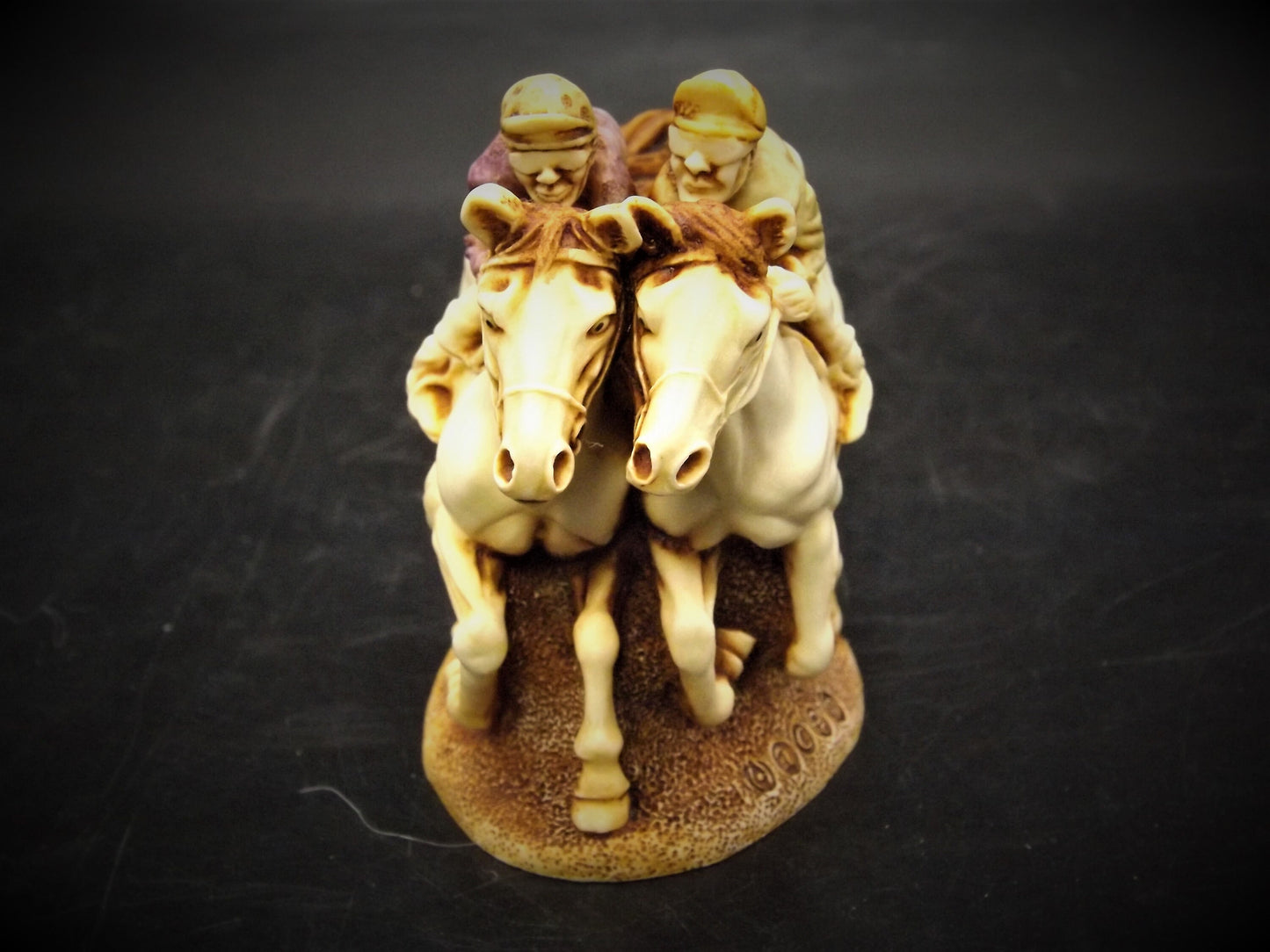 Retired 1996 Harmony Kingdom "Photo Finish" Horse Racing piece Excellent condition no box.