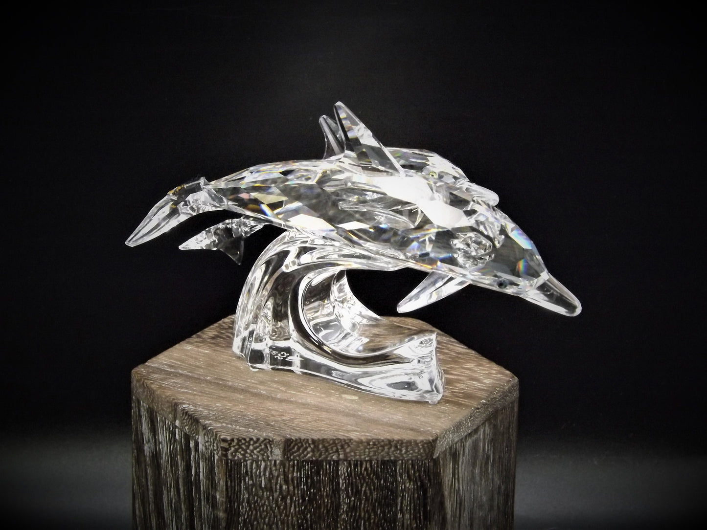 Vintage Swarovski Crystal Dolphin Figurine SCS 1990 "Lead Me"