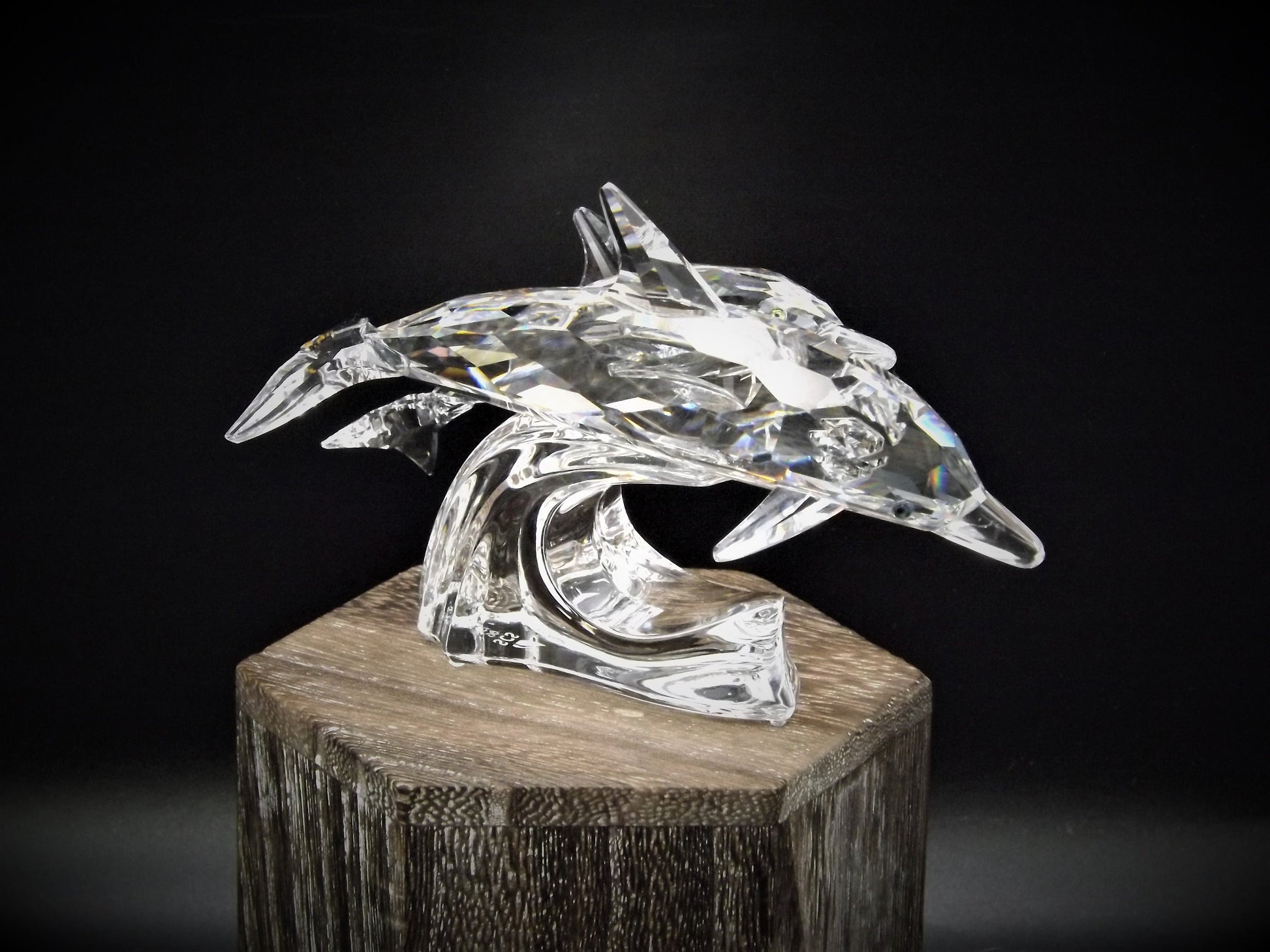 Vintage Swarovski Crystal Dolphin Figurine SCS 1990 "Lead Me"