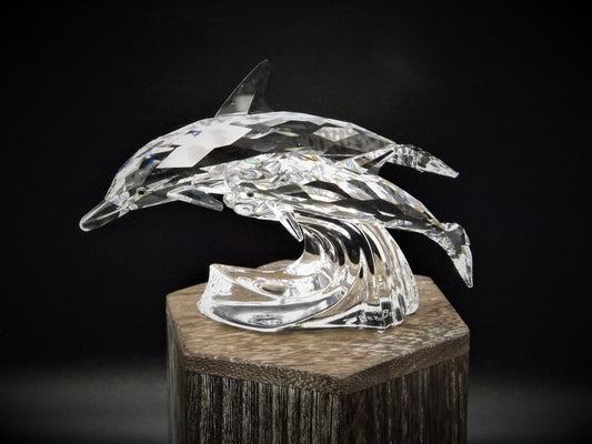 Vintage Swarovski Crystal Dolphin Figurine SCS 1990 "Lead Me"