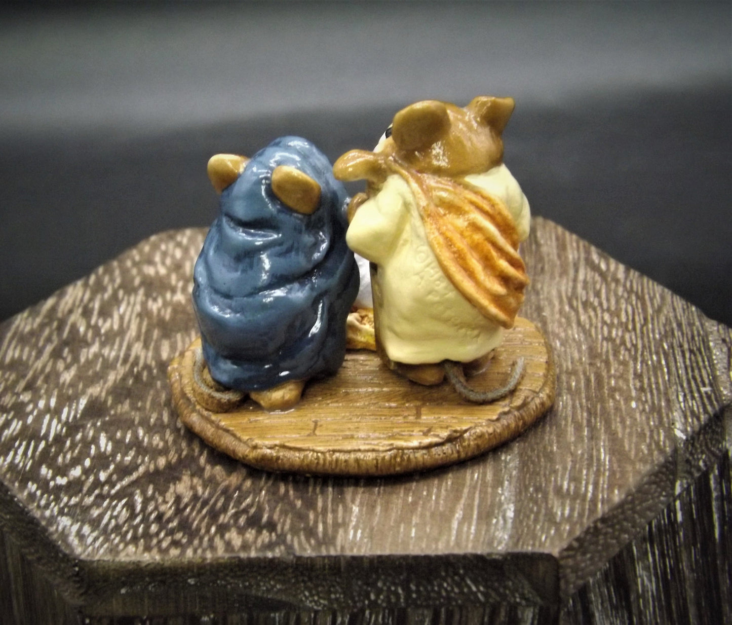 Vintage 1987 M-117 Wee Forest Folk "Chris - Mouse Pageant" Hand Painted Joseph, Mary and baby Jesus figurine.