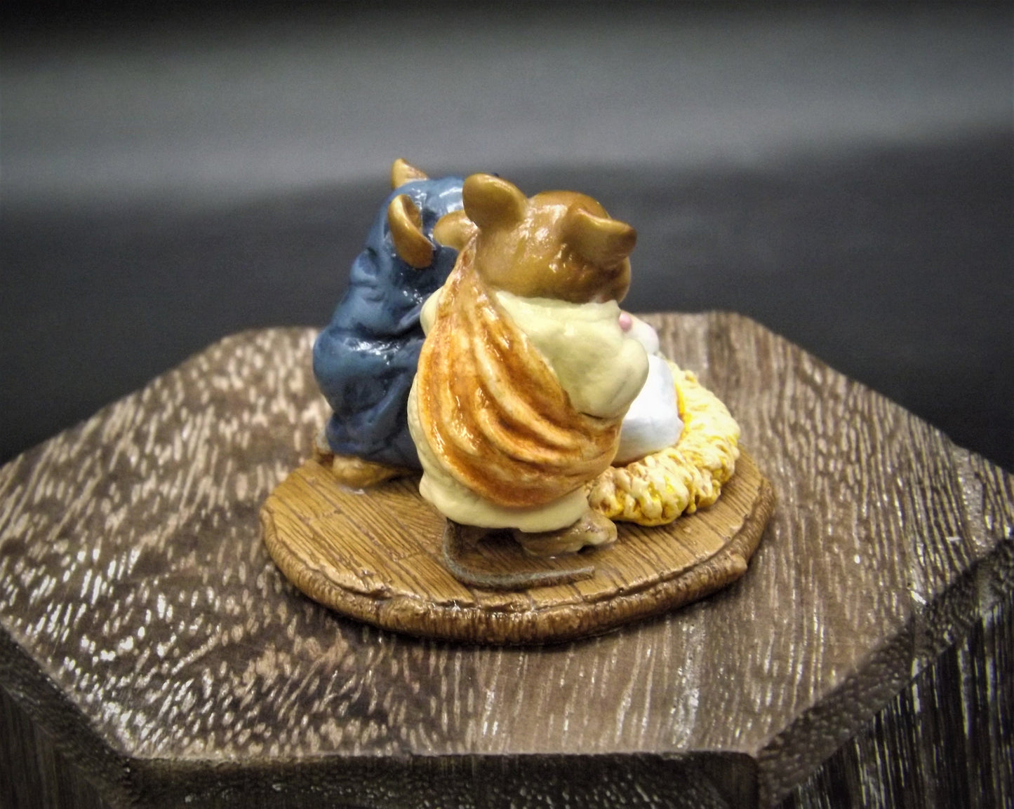 Vintage 1987 M-117 Wee Forest Folk "Chris - Mouse Pageant" Hand Painted Joseph, Mary and baby Jesus figurine.