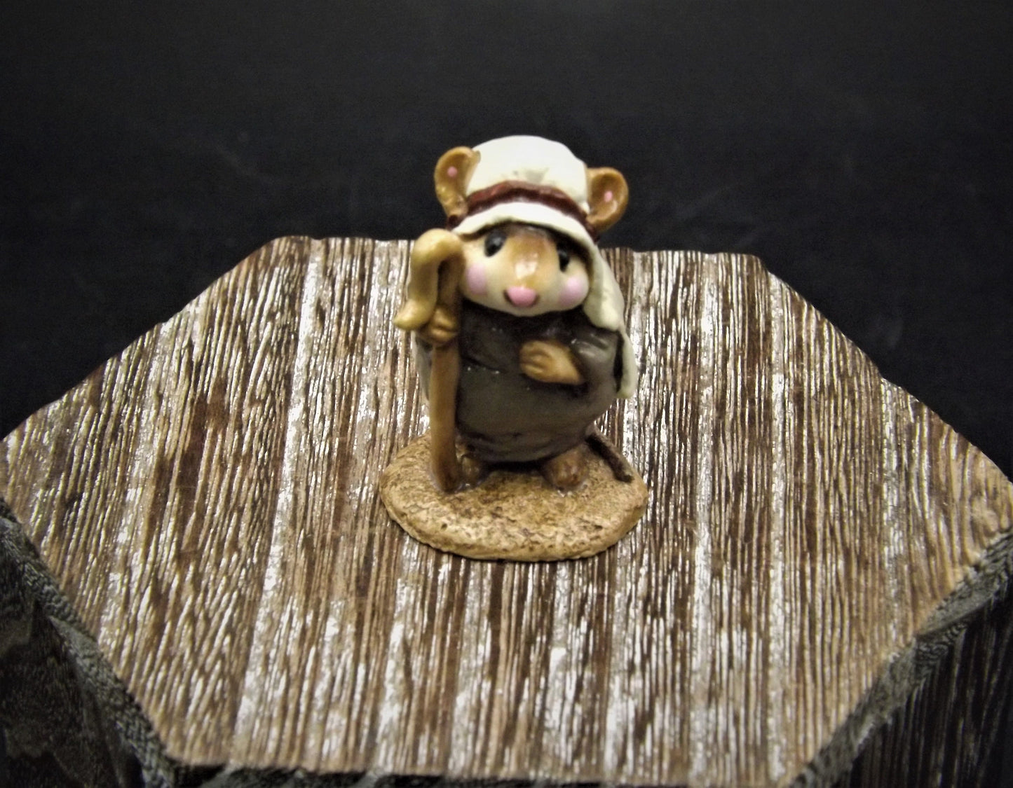 Vintage Wee Forest Folk Mouse Figurine: Shepard Standing, Christmas Decor