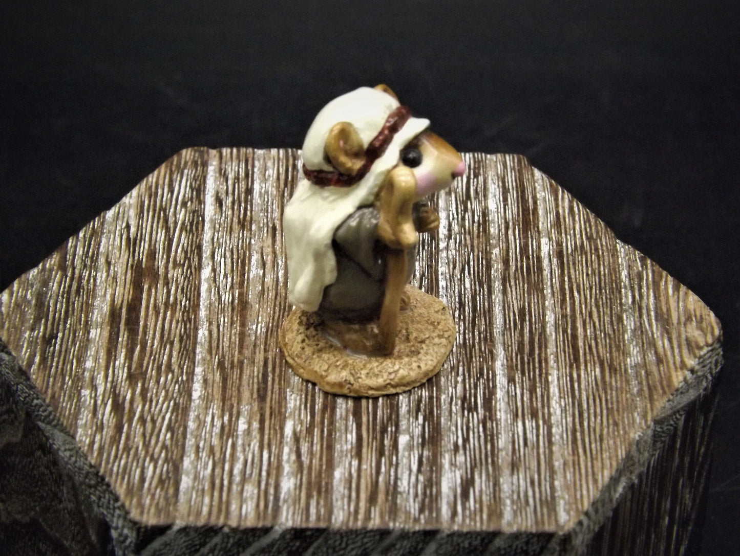 Vintage Wee Forest Folk Mouse Figurine: Shepard Standing, Christmas Decor
