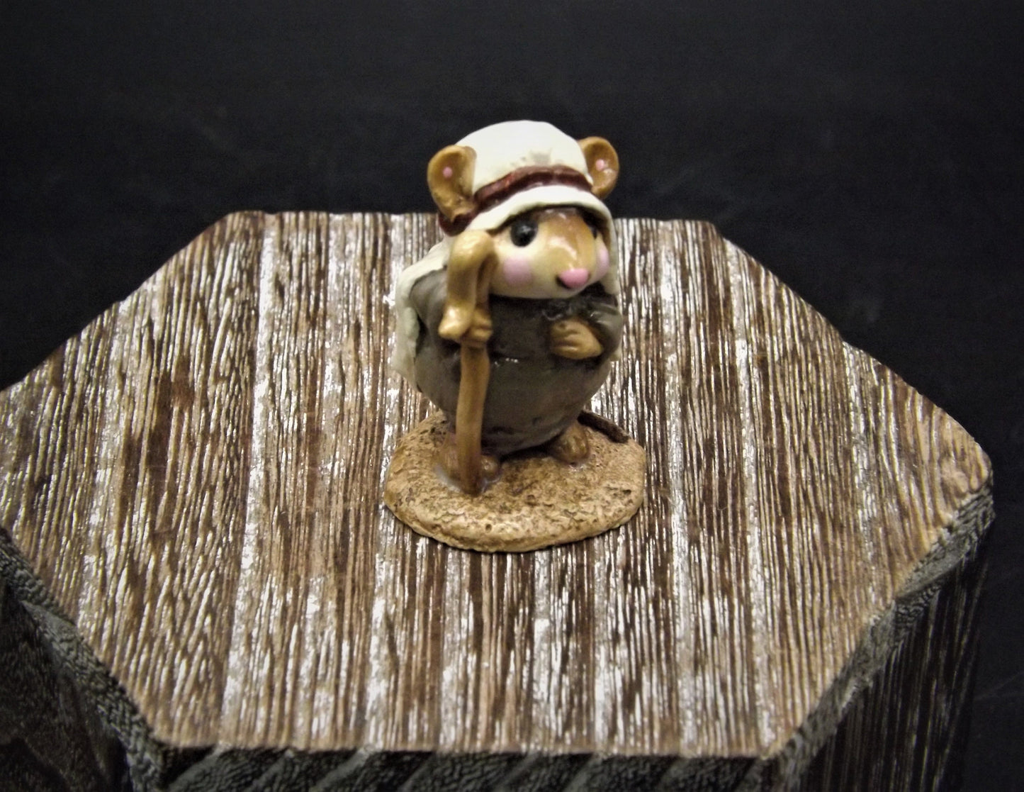 Vintage Wee Forest Folk Mouse Figurine: Shepard Standing, Christmas Decor