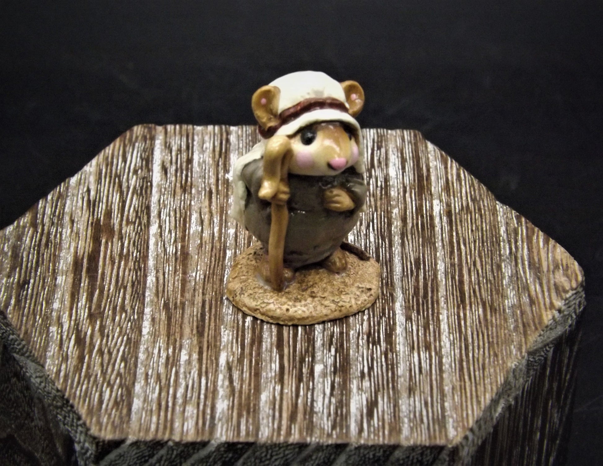 Vintage Wee Forest Folk Mouse Figurine: Shepard Standing, Christmas Decor