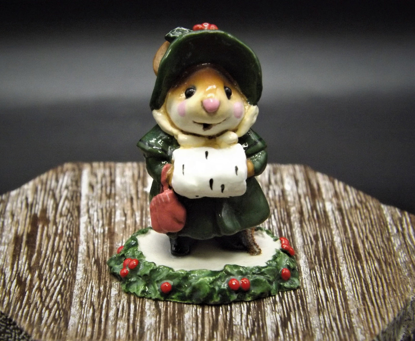 Vintage 1987 Wee Forest Folk "Miss Noel" Christmas Mouse Figurine