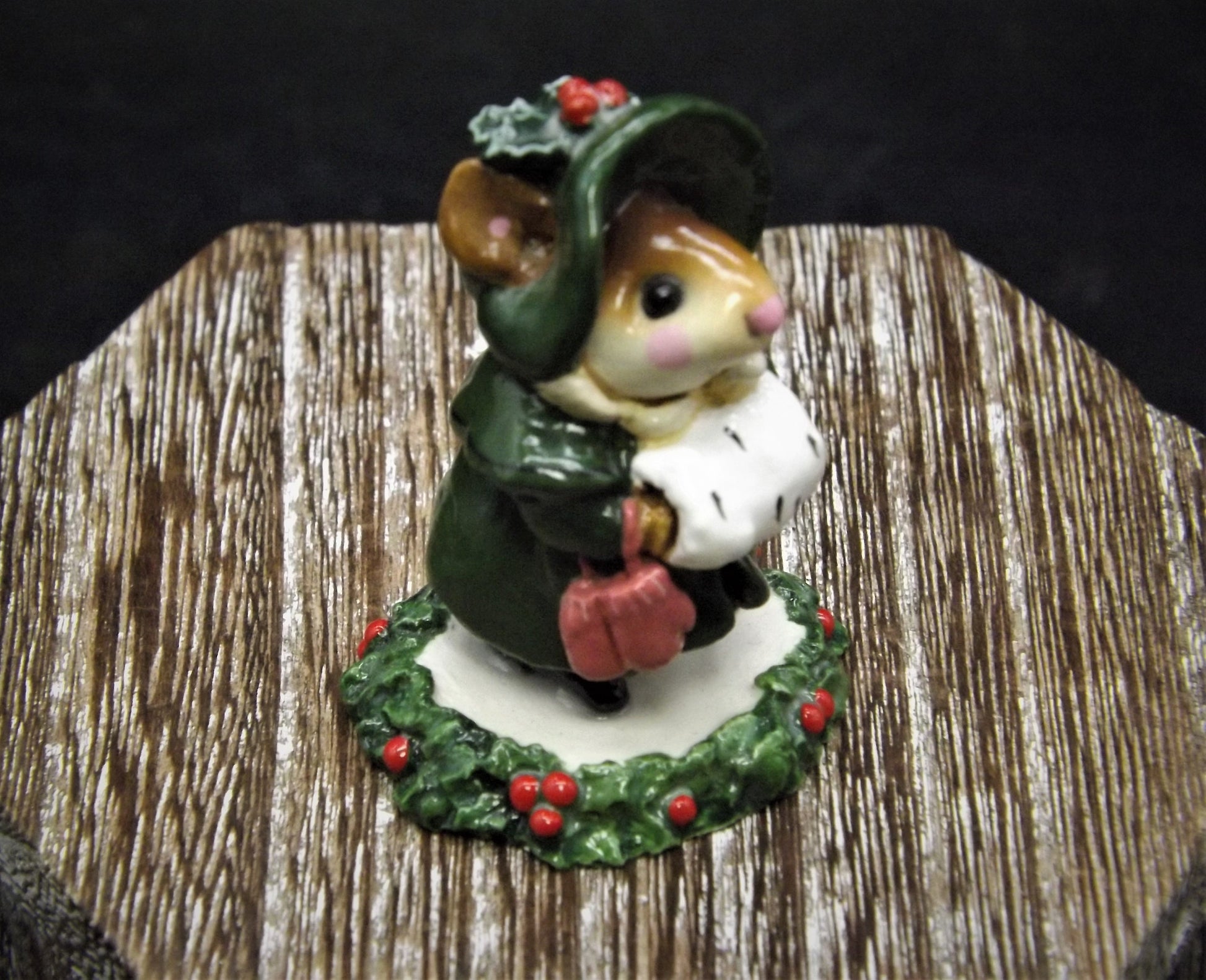 Vintage 1987 Wee Forest Folk "Miss Noel" Christmas Mouse Figurine