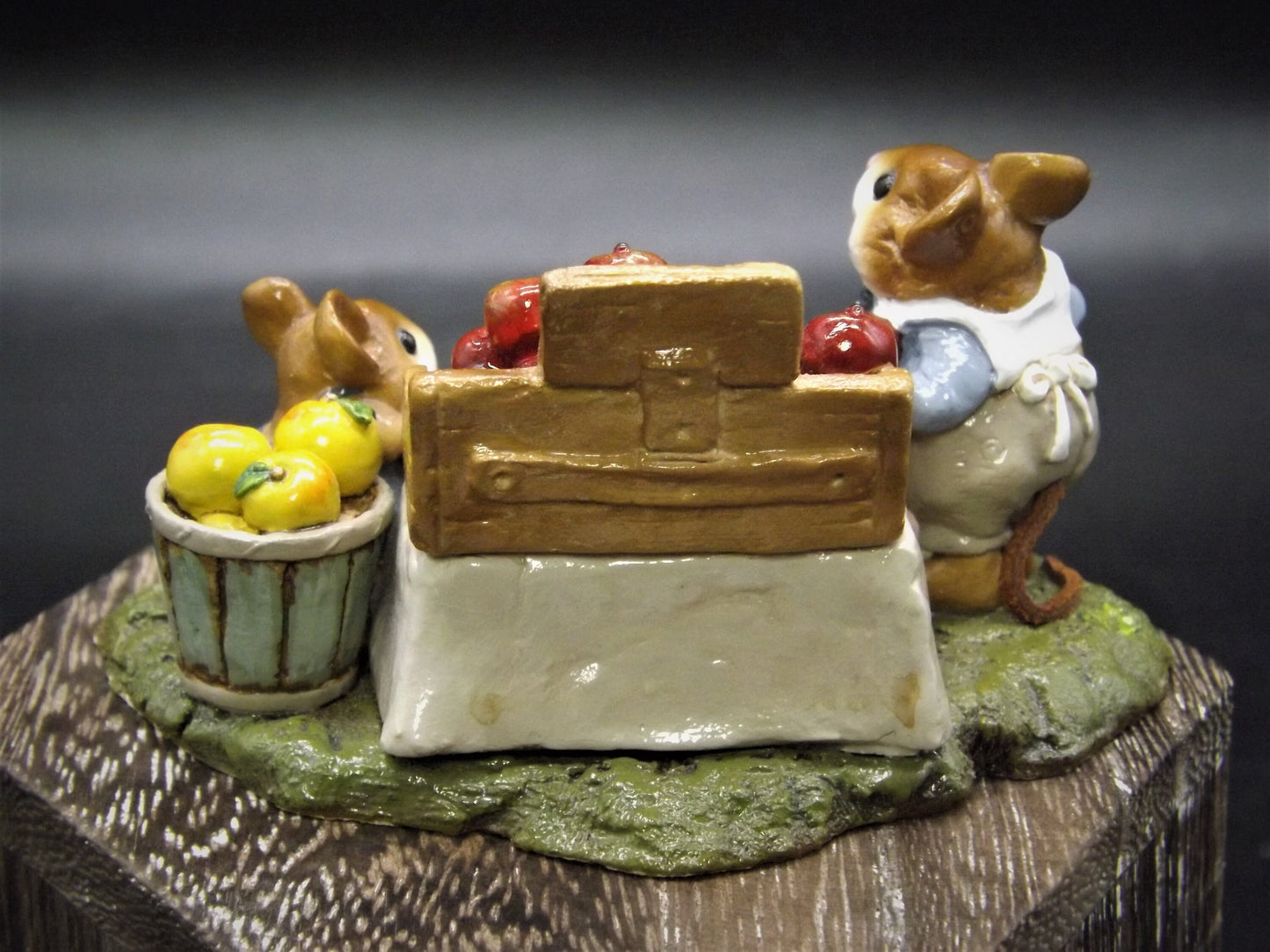 Vintage Wee Forest Folk Figurine: Adam's Apples Mouse Farmers Stand