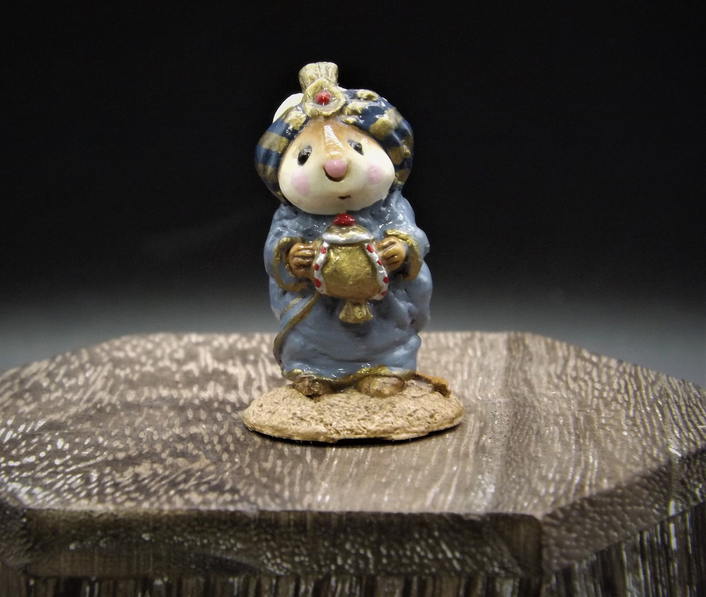 Vintage Wee Forest Folk Mouse Figurine: Wise Man with Turban, 1987