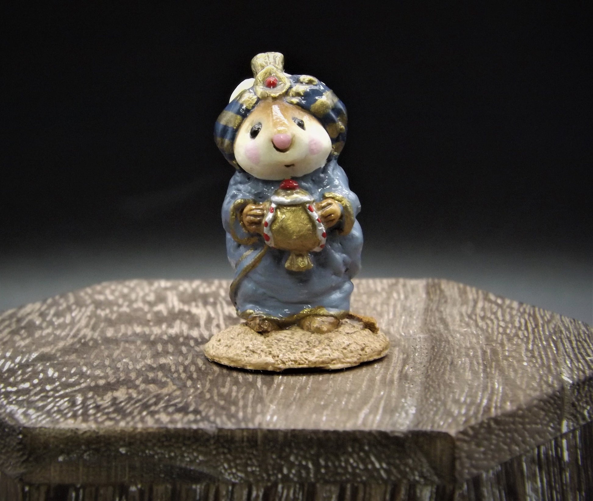 Vintage Wee Forest Folk Mouse Figurine: Wise Man with Turban, 1987