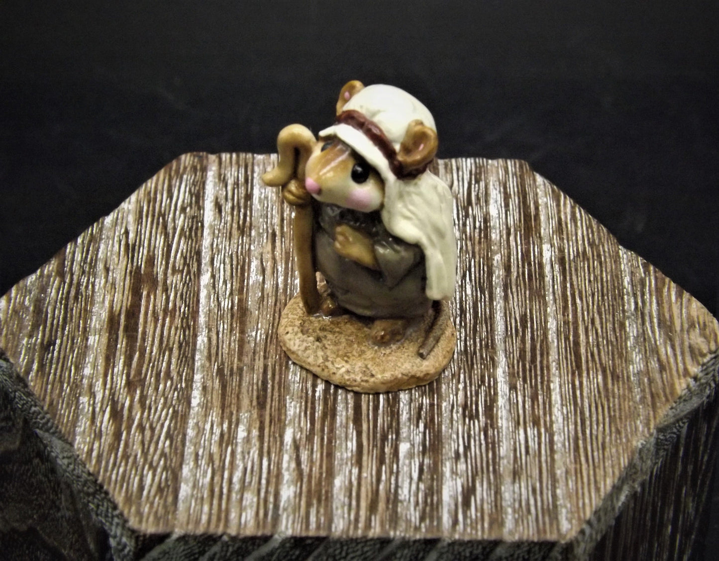 Vintage Wee Forest Folk Mouse Figurine: Shepard Standing, Christmas Decor
