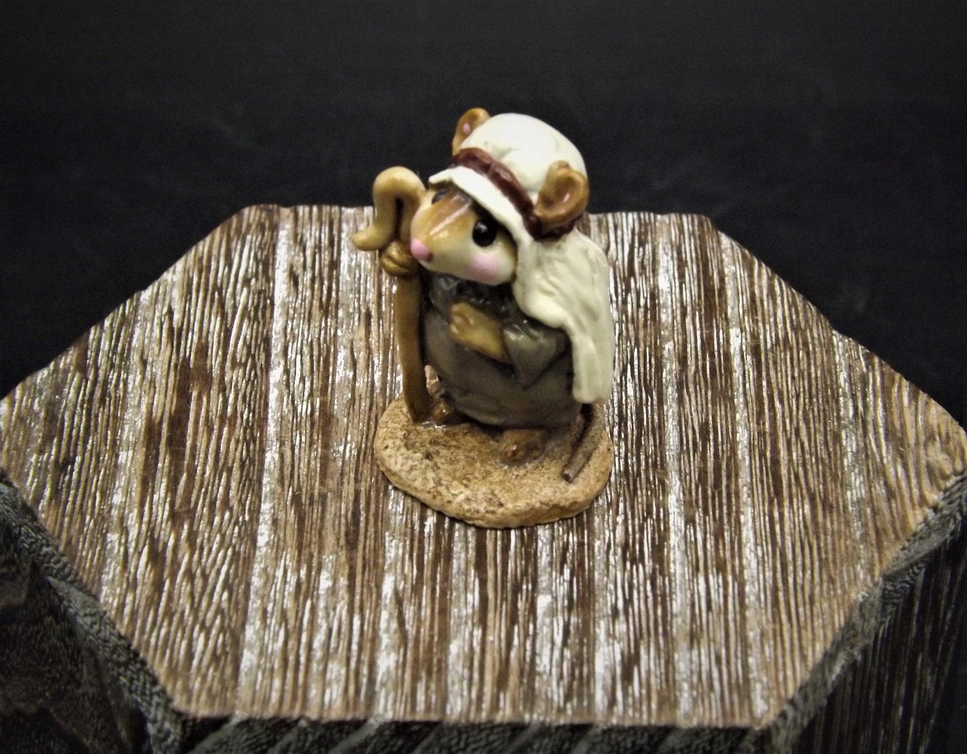 Vintage Wee Forest Folk Mouse Figurine: Shepard Standing, Christmas Decor
