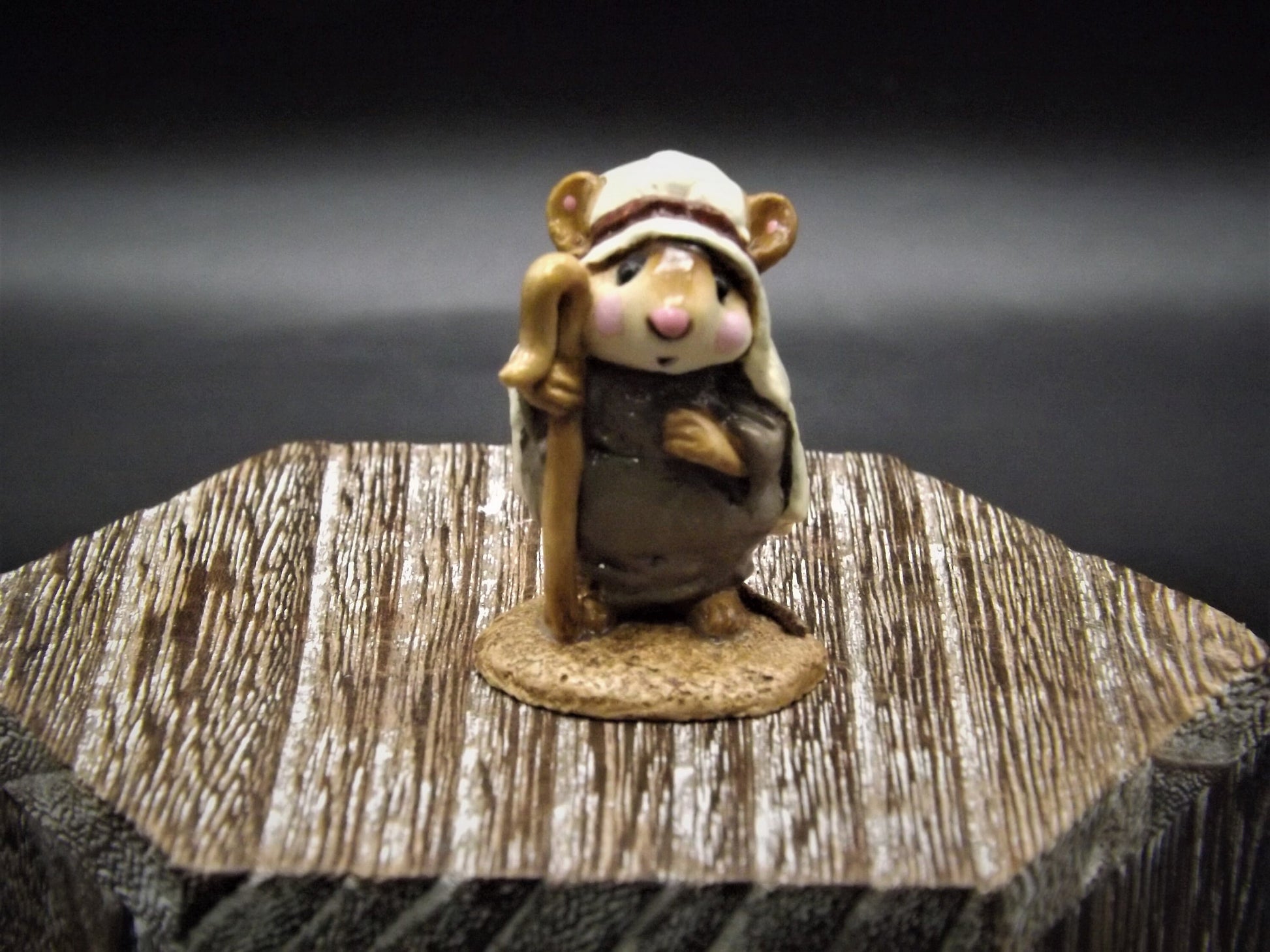 Vintage Wee Forest Folk Mouse Figurine: Shepard Standing, Christmas Decor
