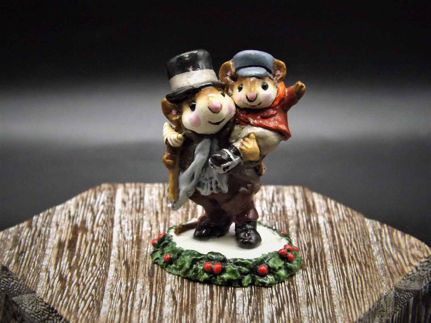 Vintage Wee Forest Folk Figurine: Bob Cratchit and Tiny Tim, 1987