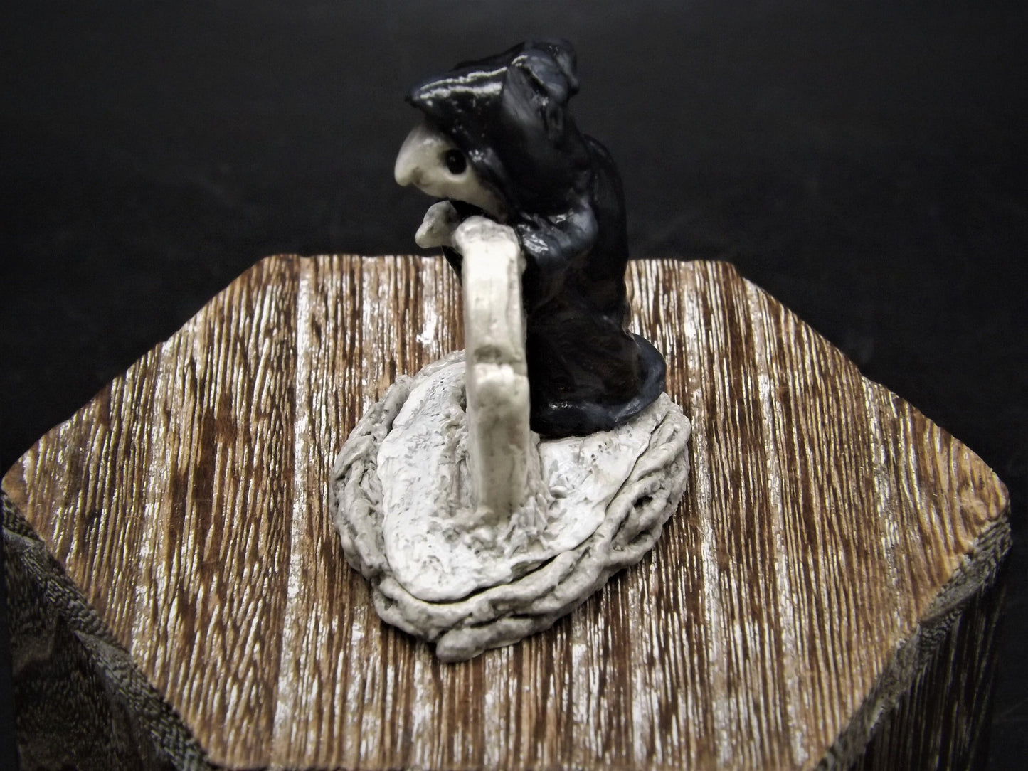 Vintage 1987 CC-06 Wee Forest Folk "Ghost of Christmas Yet To Come" Hand Painted spectral mouse from the story "a Christmas carol".