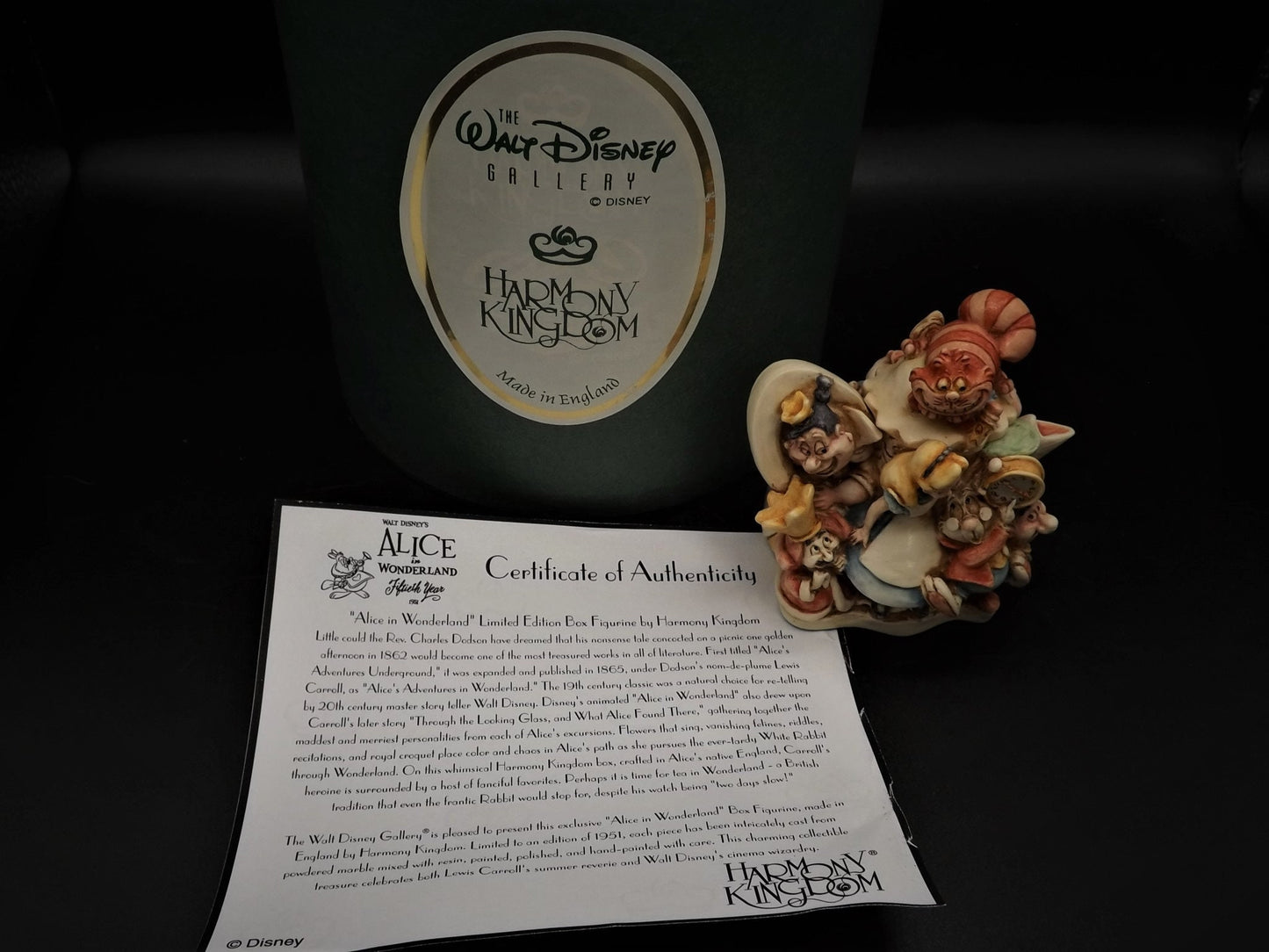 Retired Harmony Kingdom Disney "Alice in Wonderland" piece Excellent condition Limited Edition 1458/1951 with box and COA. Great Condition.