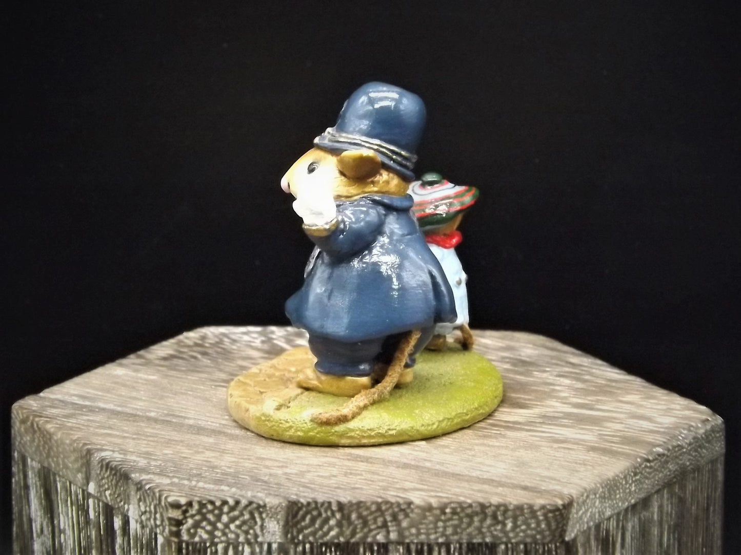 Very Rare Vintage 1985 LTD-02 Wee Forest Folk "Helping Hand" Hand Painted Mouse Policeman helping a boy mouse cross a road. With Box.
