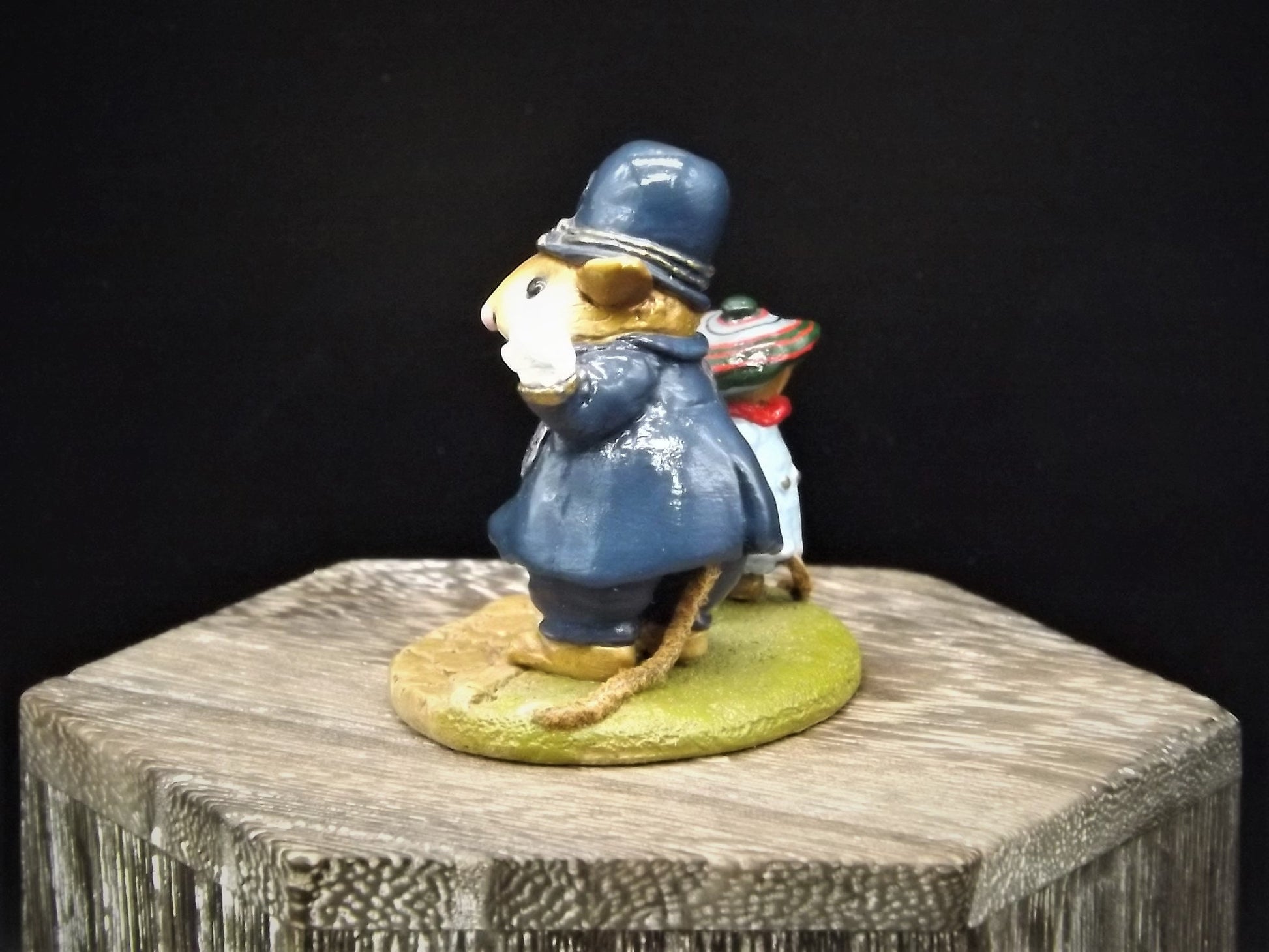 Very Rare Vintage 1985 LTD-02 Wee Forest Folk "Helping Hand" Hand Painted Mouse Policeman helping a boy mouse cross a road. With Box.
