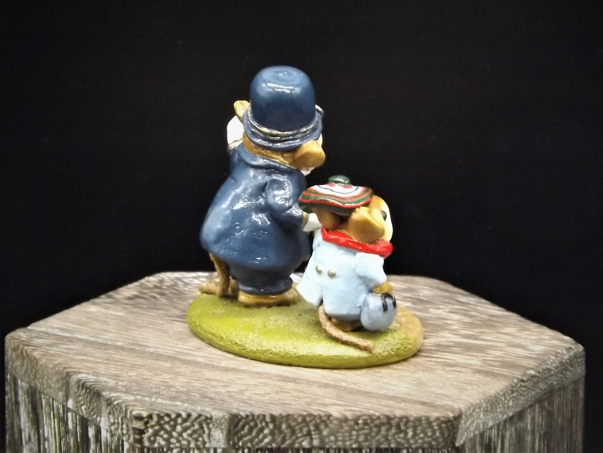 Very Rare Vintage 1985 LTD-02 Wee Forest Folk "Helping Hand" Hand Painted Mouse Policeman helping a boy mouse cross a road. With Box.