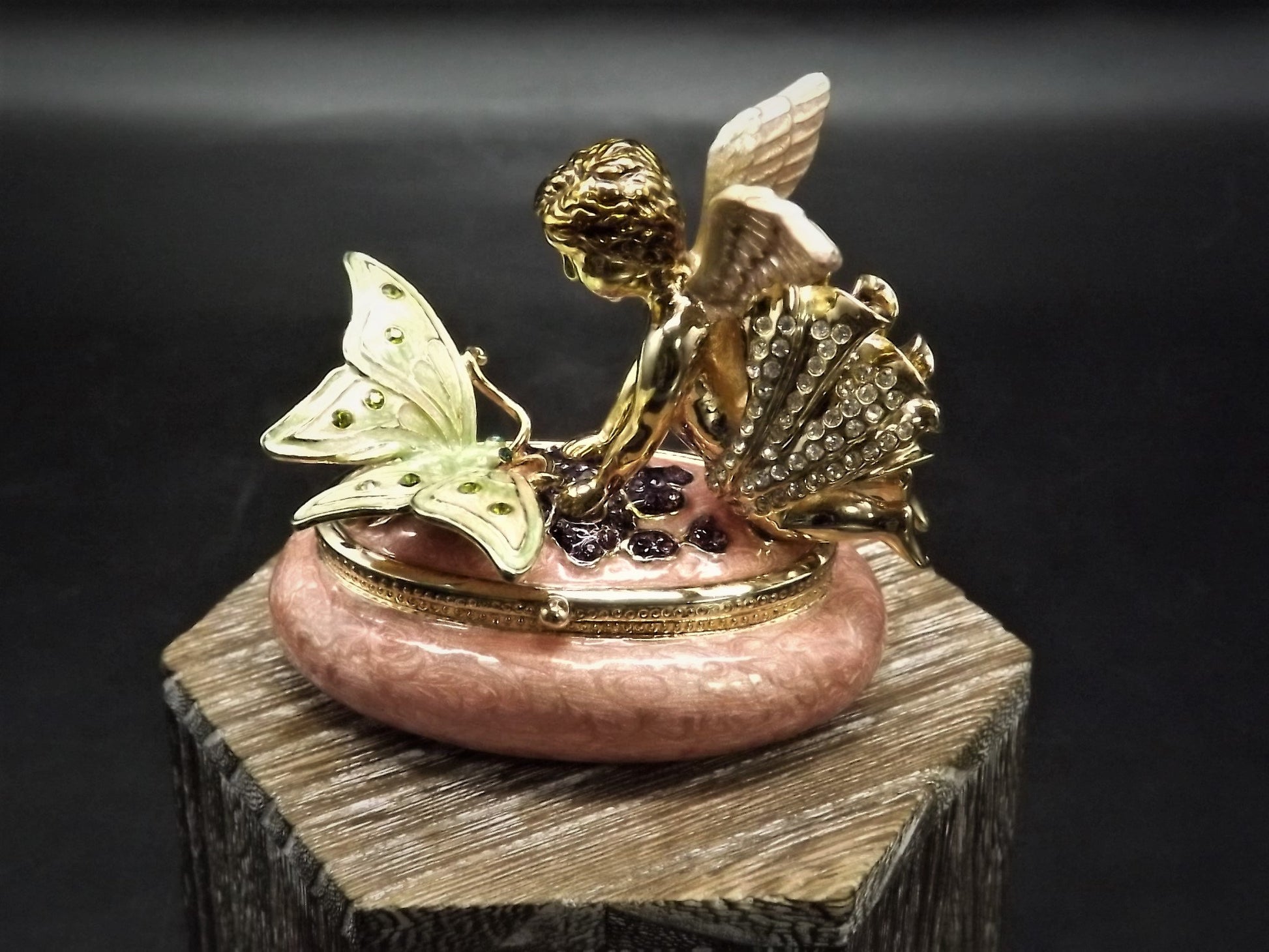 Carucci Enameled Butterfly Angel Trinket Box with Crystals