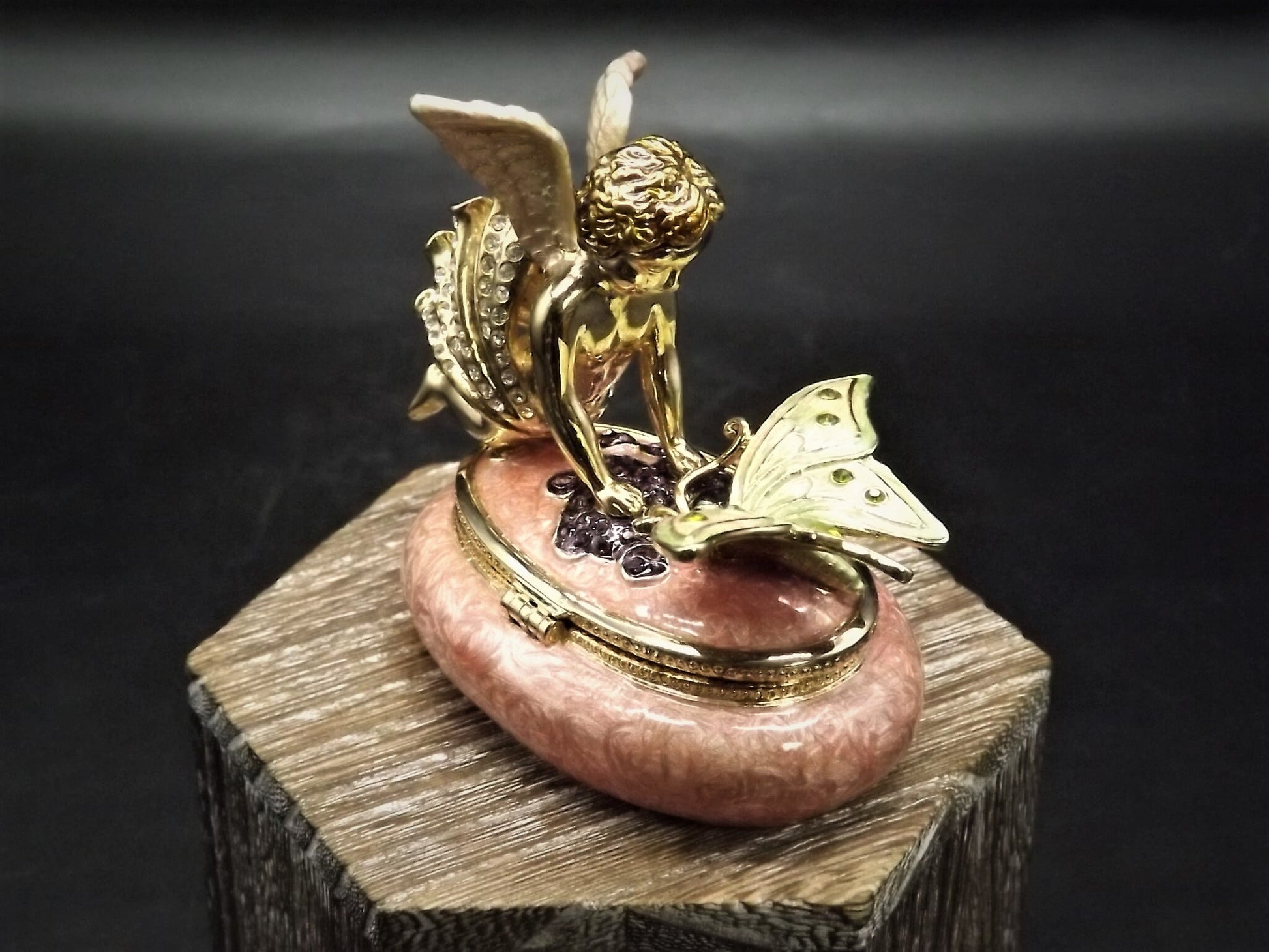 Carucci Enameled Butterfly Angel Trinket Box with Crystals