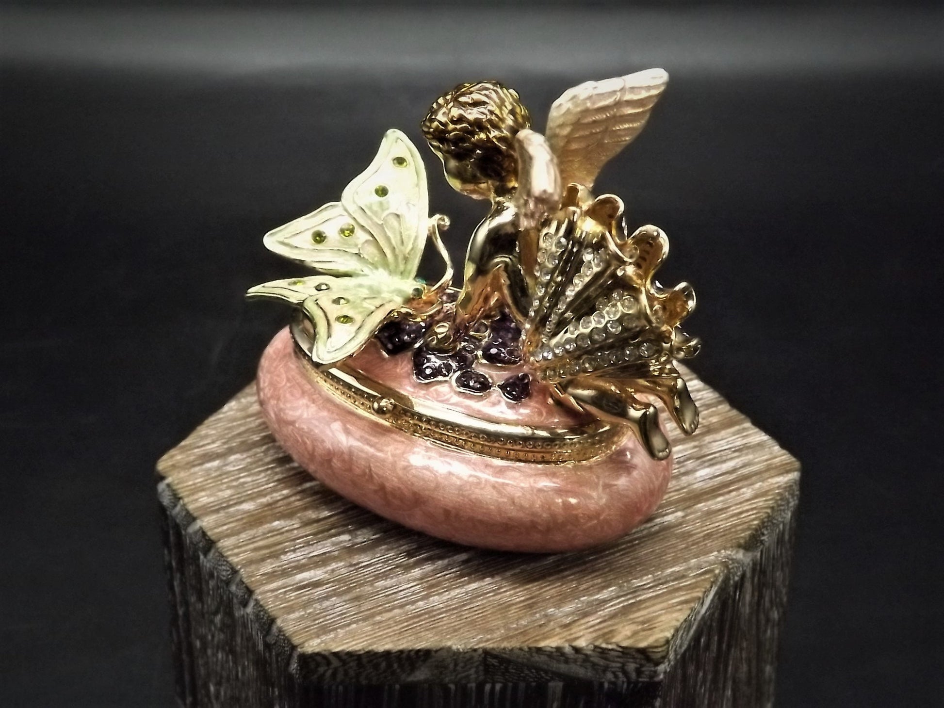 Carucci Enameled Butterfly Angel Trinket Box with Crystals