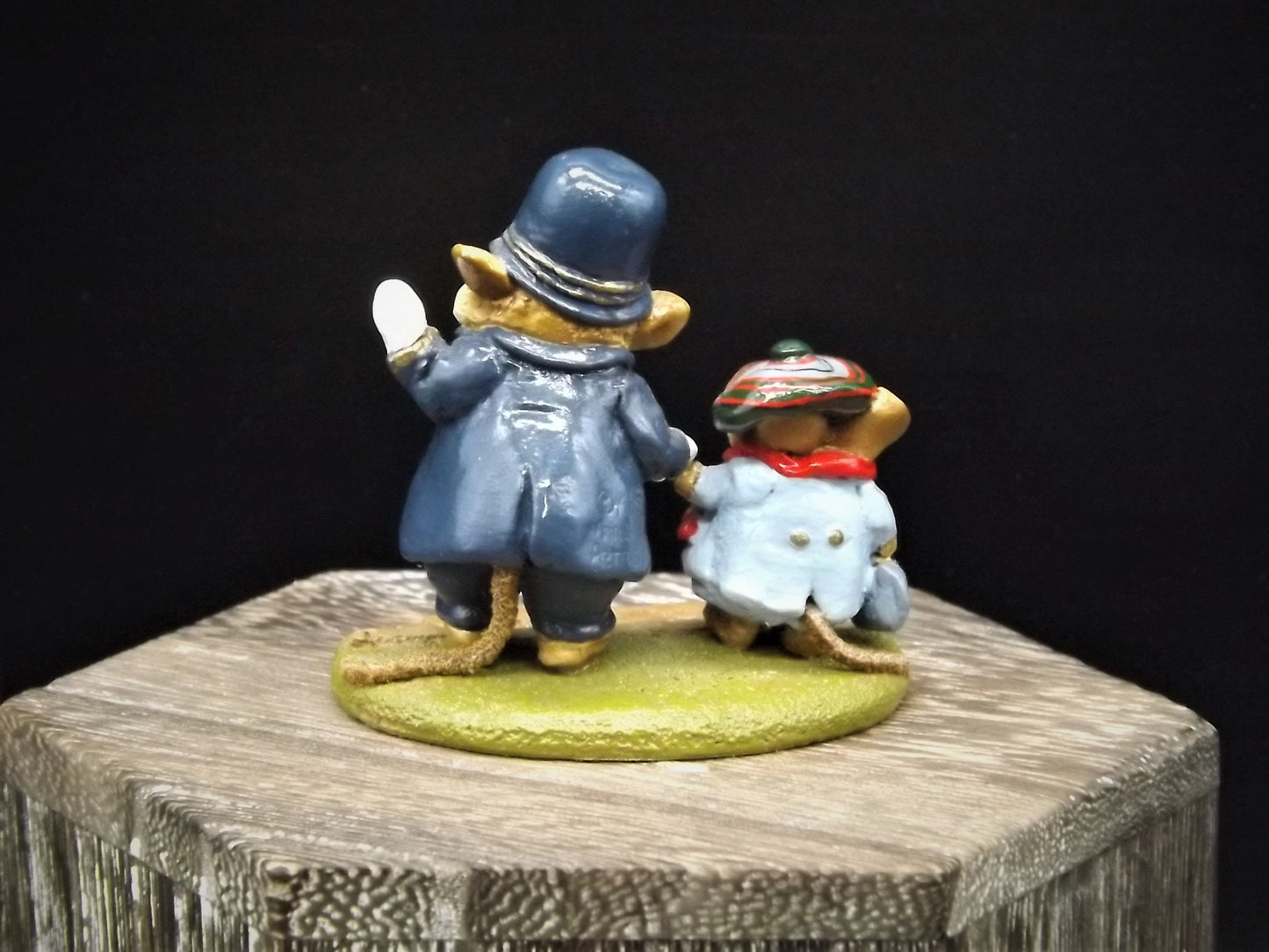 Very Rare Vintage 1985 LTD-02 Wee Forest Folk "Helping Hand" Hand Painted Mouse Policeman helping a boy mouse cross a road. With Box.