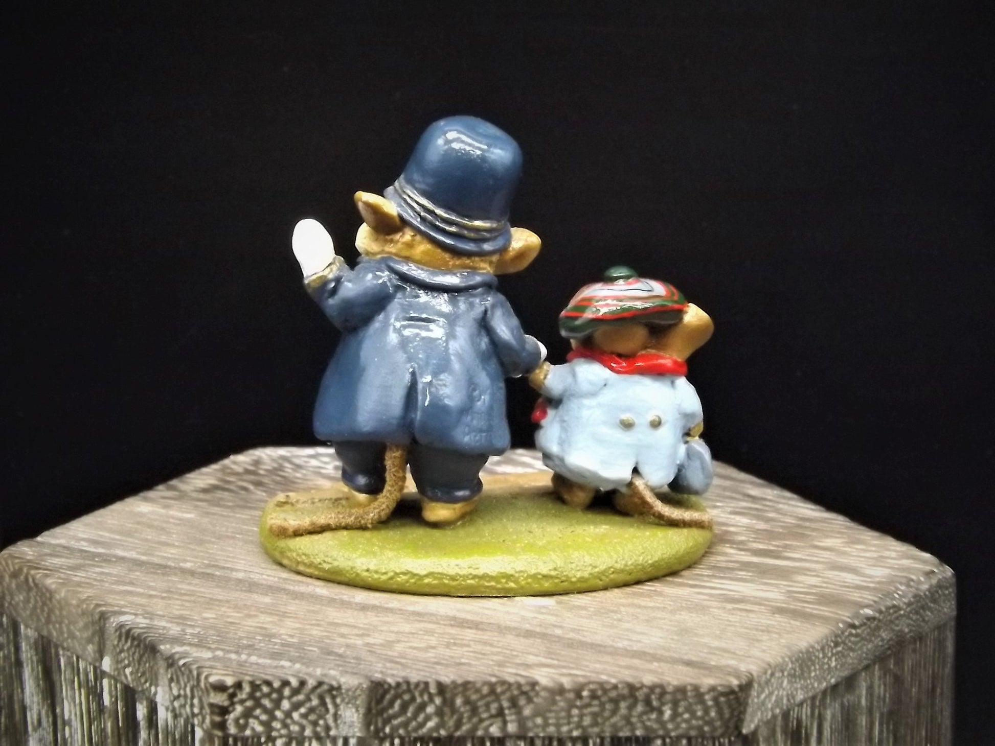 Very Rare Vintage 1985 LTD-02 Wee Forest Folk "Helping Hand" Hand Painted Mouse Policeman helping a boy mouse cross a road. With Box.
