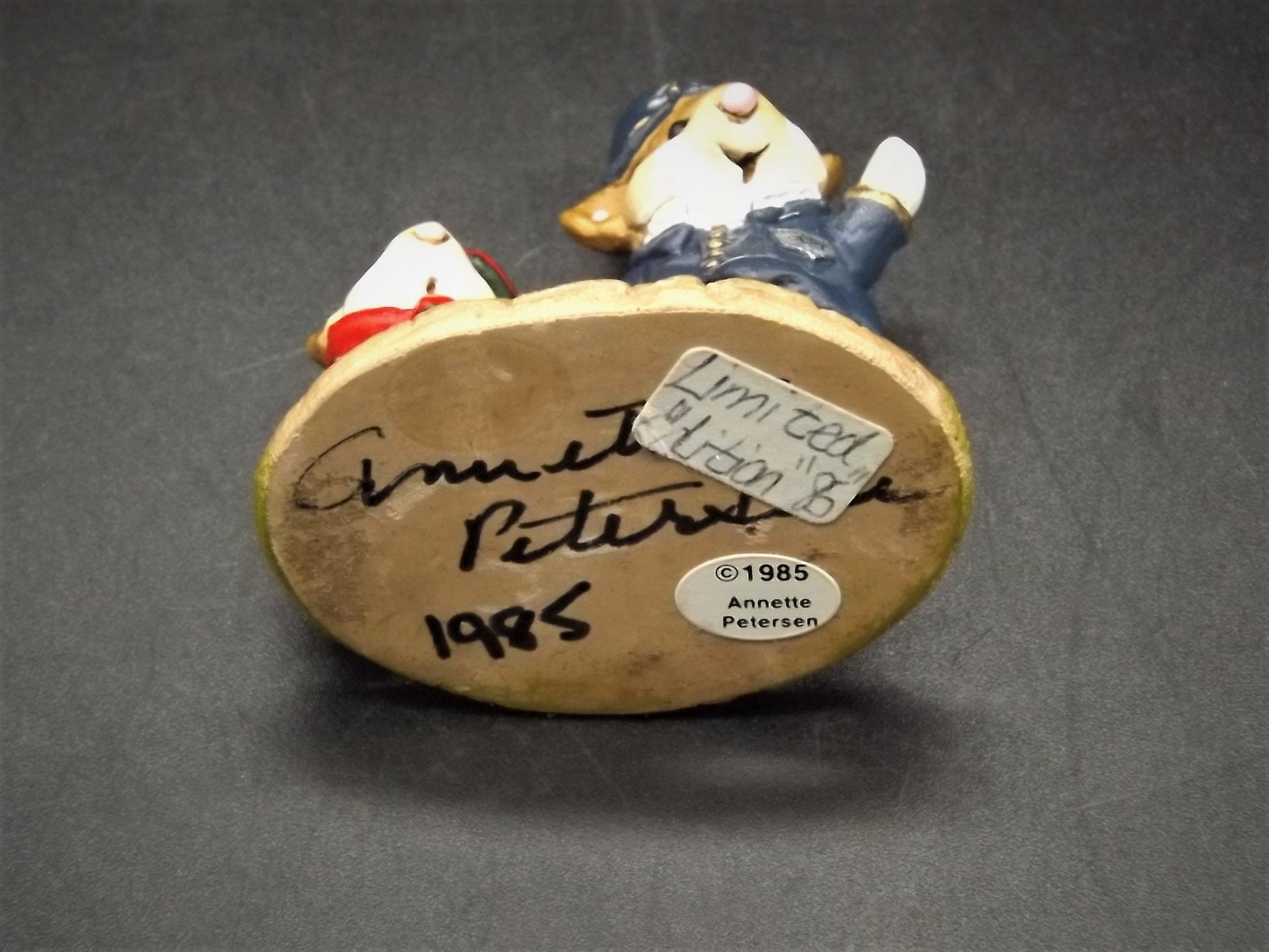 Very Rare Vintage 1985 LTD-02 Wee Forest Folk "Helping Hand" Hand Painted Mouse Policeman helping a boy mouse cross a road. With Box.