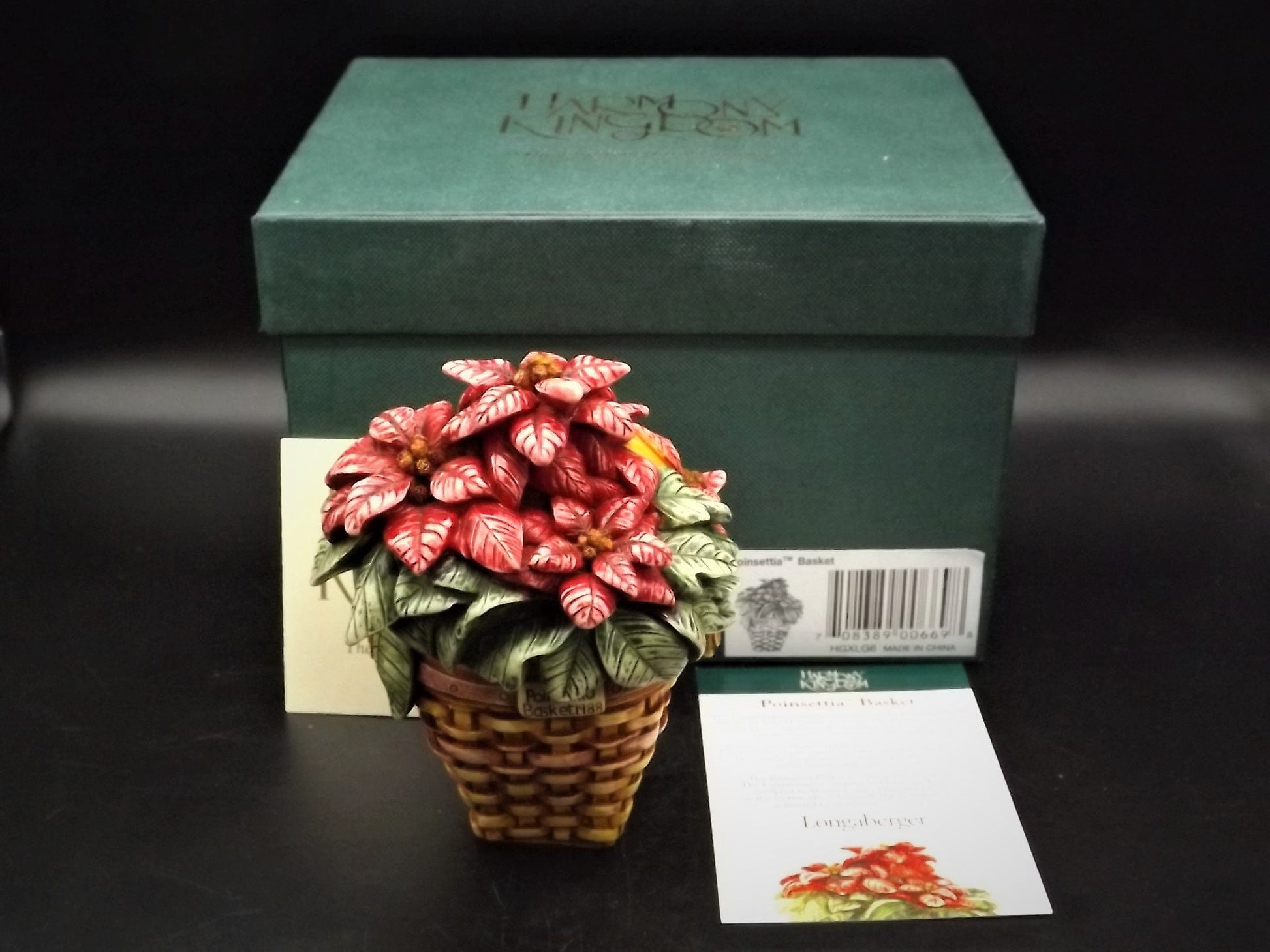 Harmony Kingdom Longaberger Poinsettia Basket Treasure Jest - Limited Edition