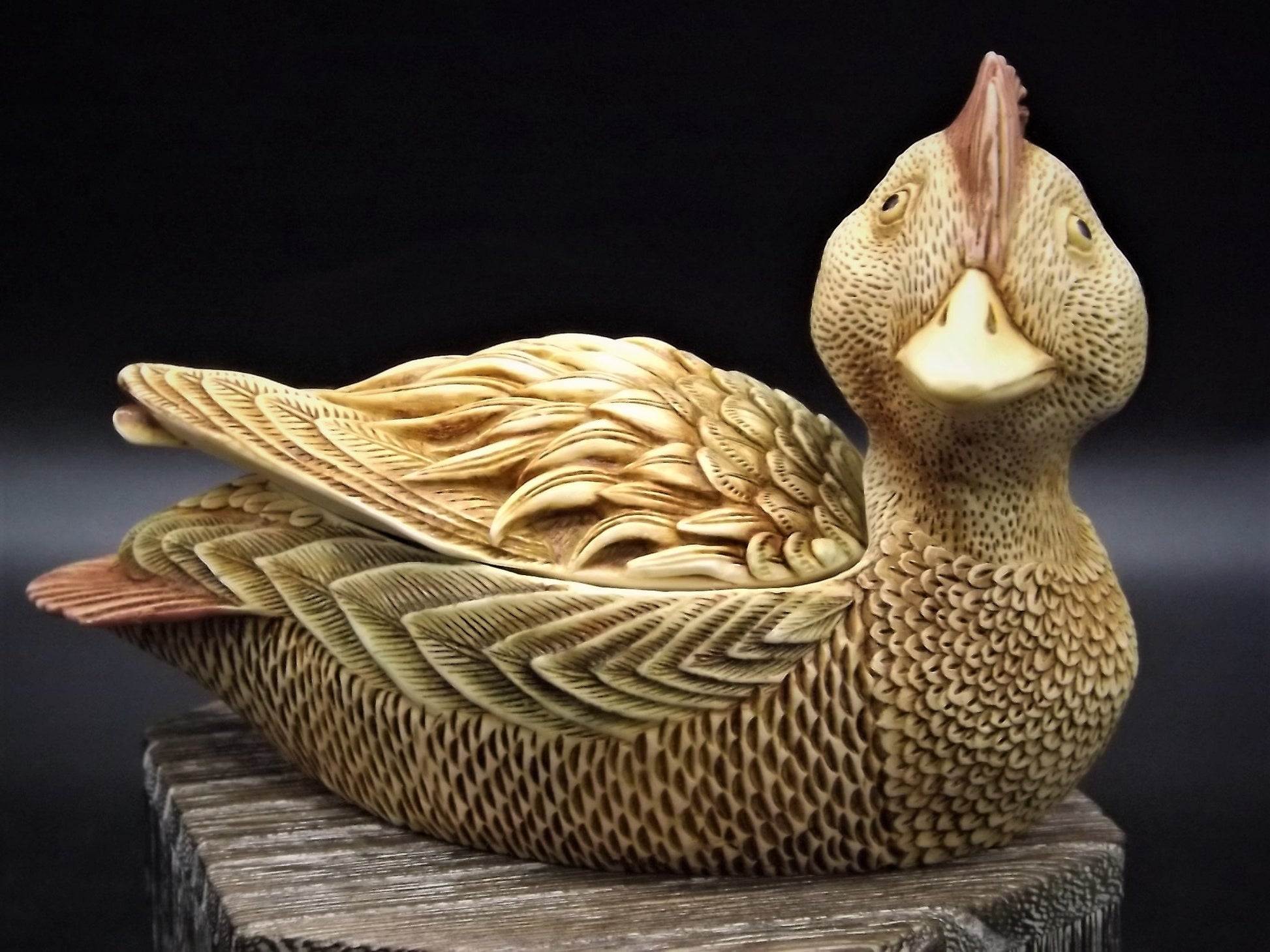 Closeout Sale! Vintage Harmony Kingdom "Keeping Current" Early Duck piece Excellent condition. with cracked egg inside.