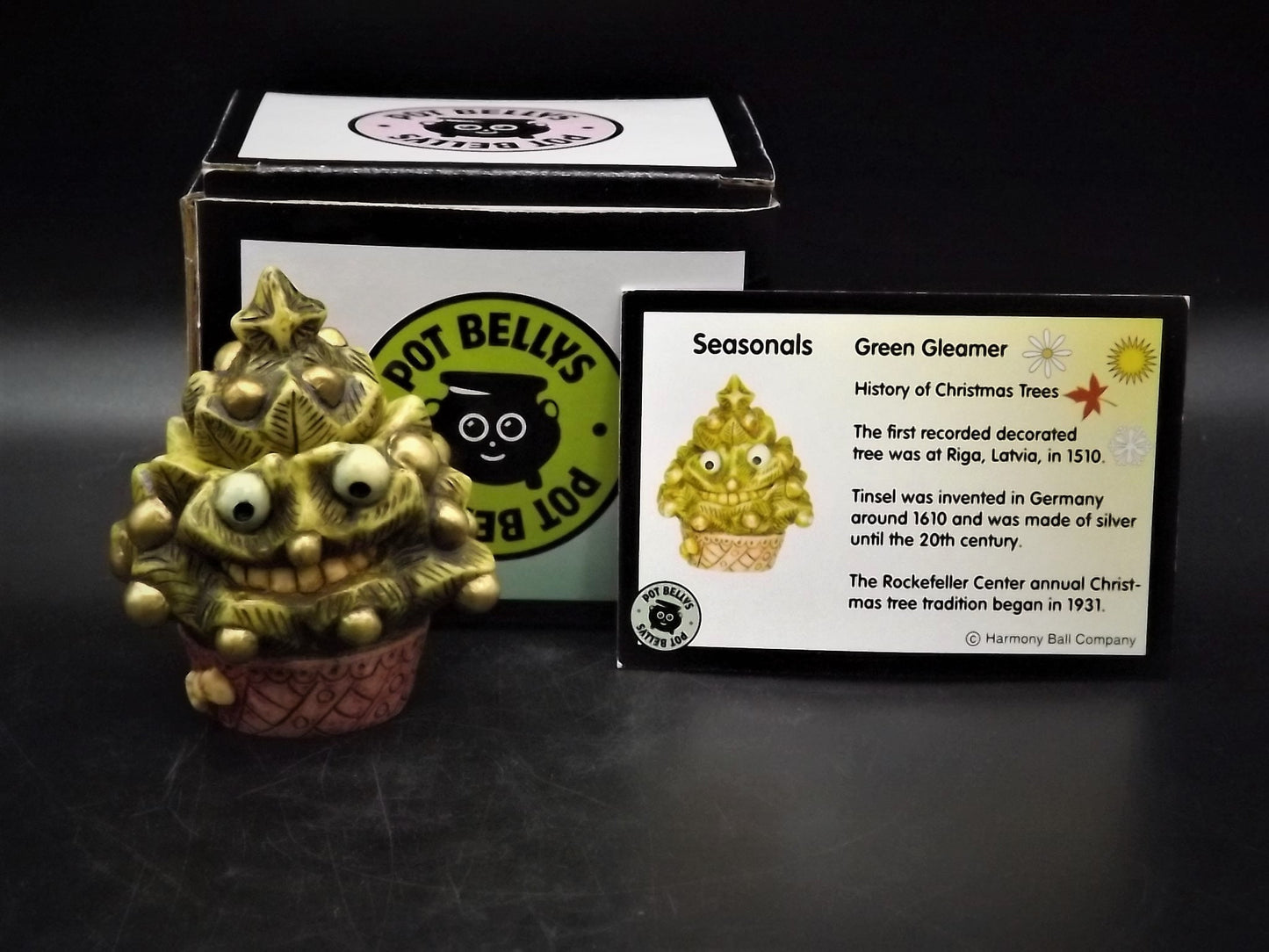 Harmony Kingdom Pot Bellys "Green Gleamer" Christmas tree Figurine with original box and COA. Excellent condition!