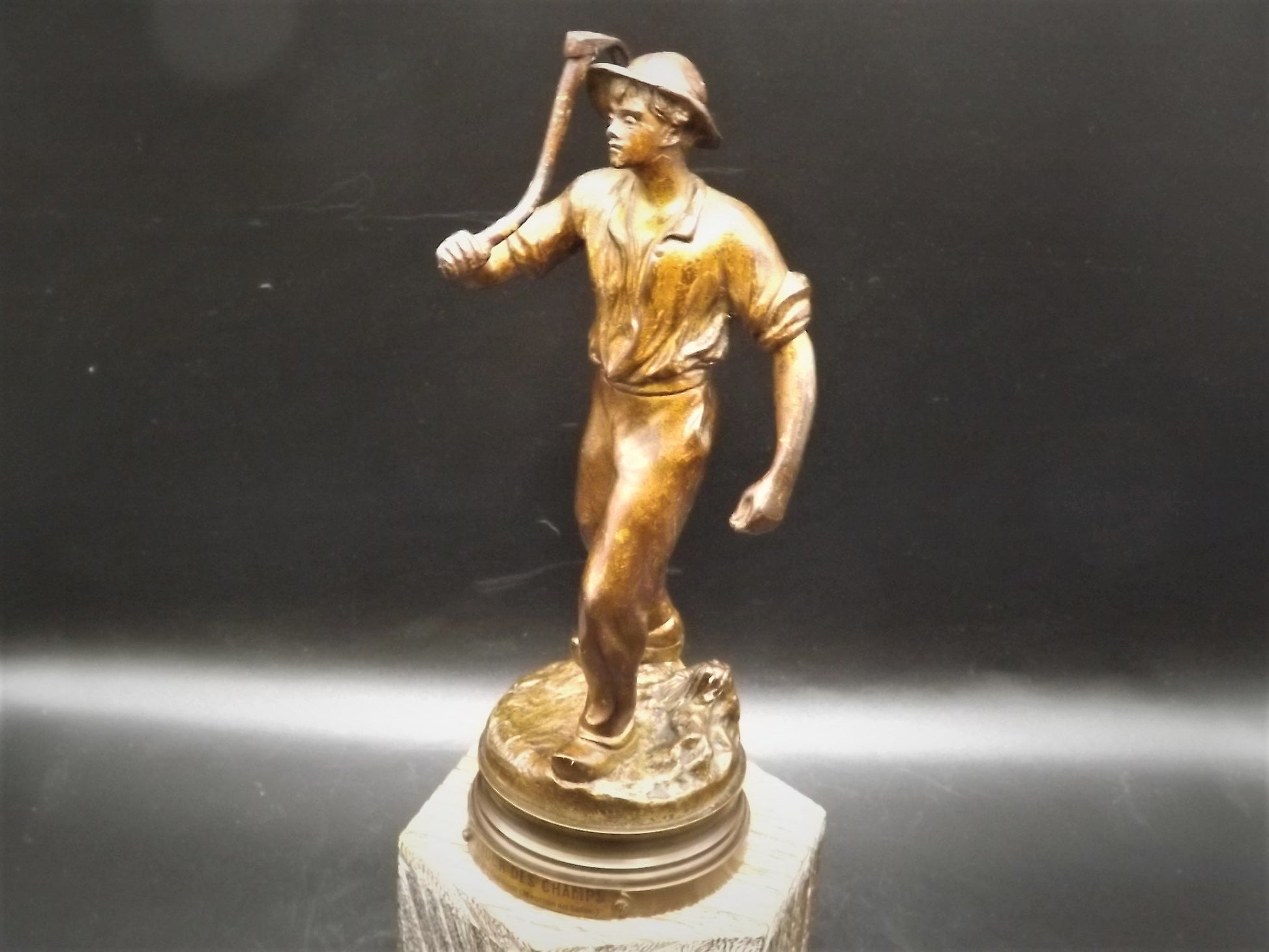 Vintage Maurice Constant (1892-1970) Bronze "Retour Des Champs" (Return from the fields) statue circa 1930's This piece is in great shape.