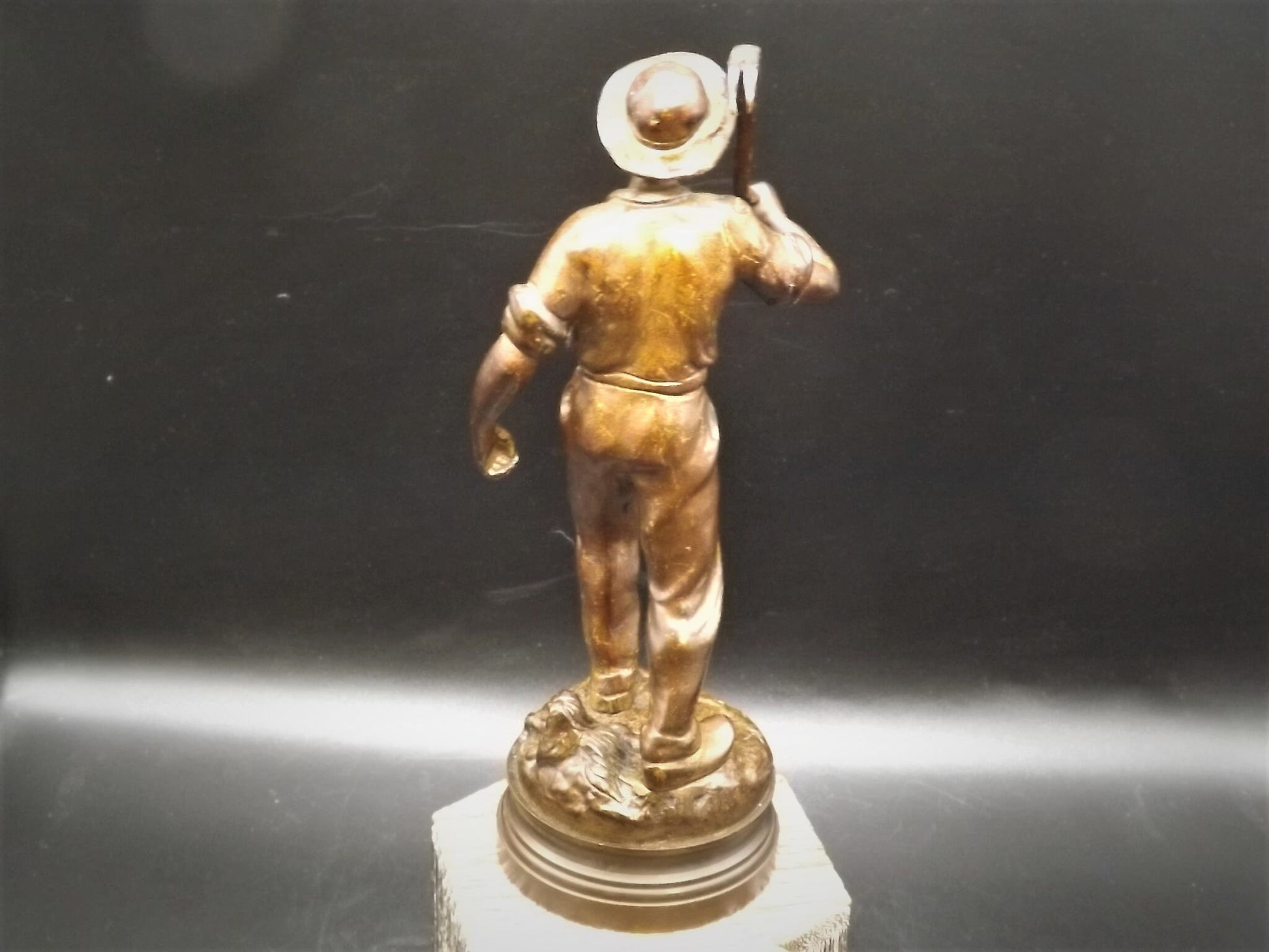 Vintage Maurice Constant (1892-1970) Bronze "Retour Des Champs" (Return from the fields) statue circa 1930's This piece is in great shape.