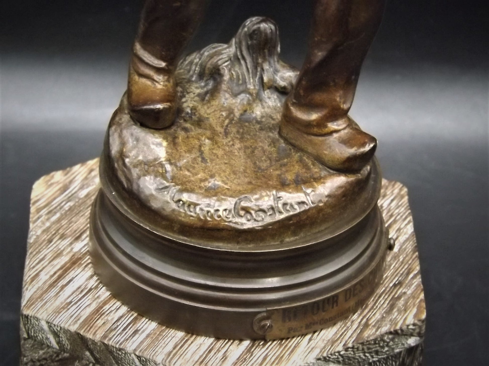 Vintage Maurice Constant (1892-1970) Bronze "Retour Des Champs" (Return from the fields) statue circa 1930's This piece is in great shape.