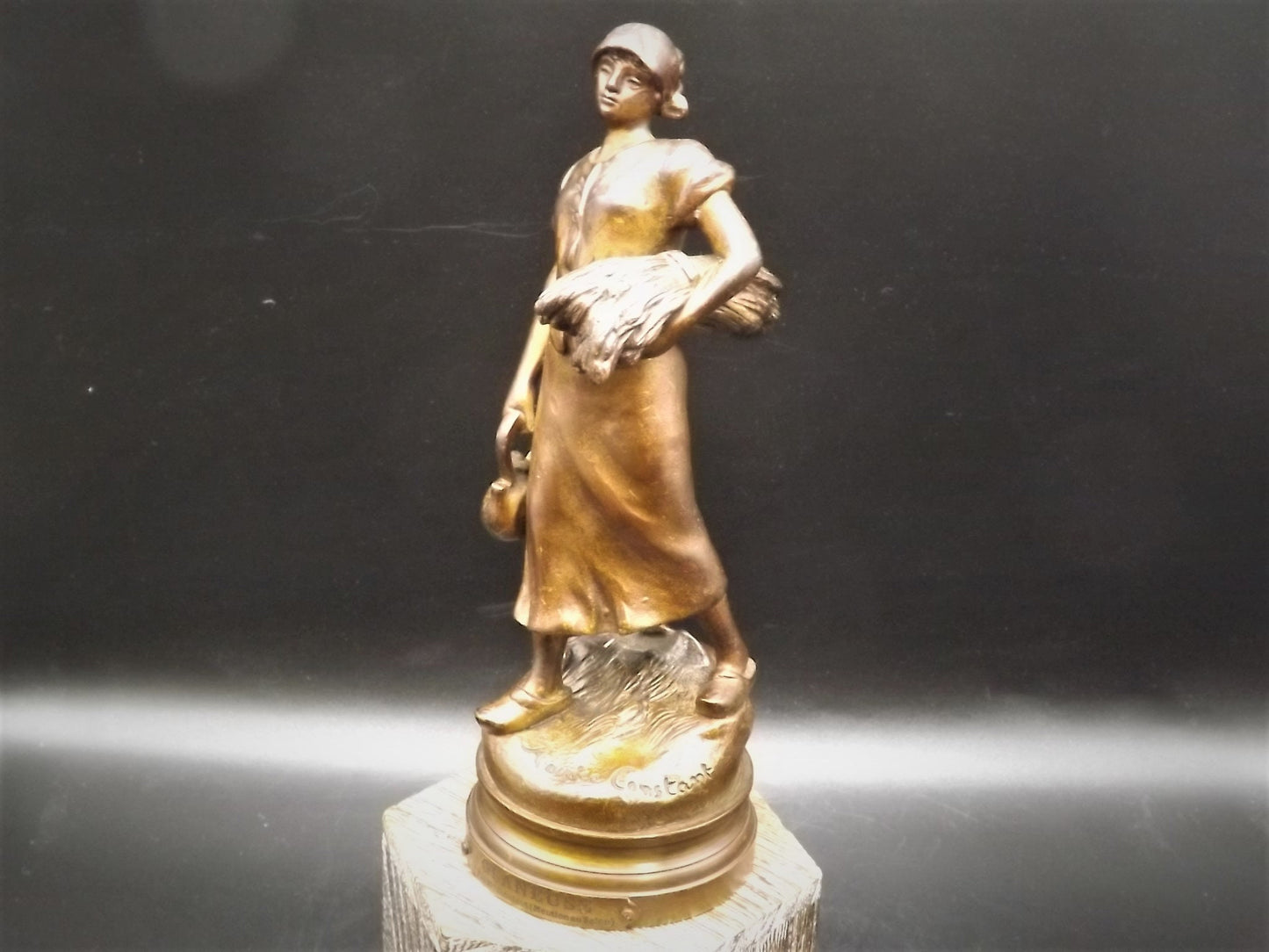 Closeout Sale! Vintage Maurice Constant (1892-1970) Bronze "Glaneuse" (Gleaner) statue circa 1930's This piece is in great shape.
