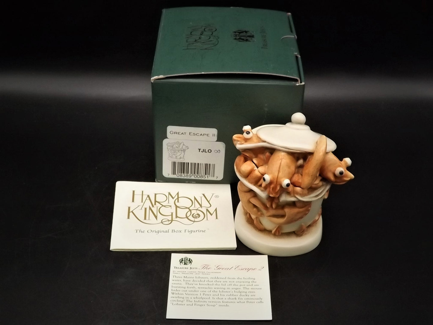 Retired 2000 Harmony Kingdom "The Great Escape II" Lobster pot piece Excellent condition with original box and COA.