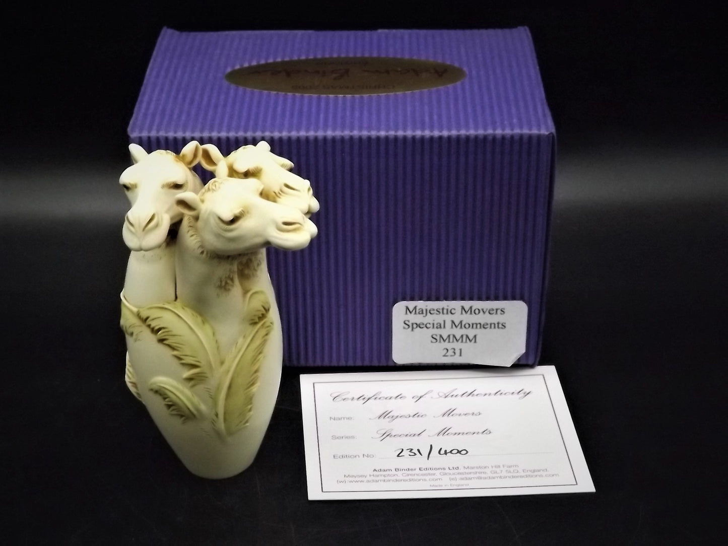 Adam Binder Special Moments Christmas series "Majestic Movers". With original box and COA. Excellent shape limited edition #231/400.