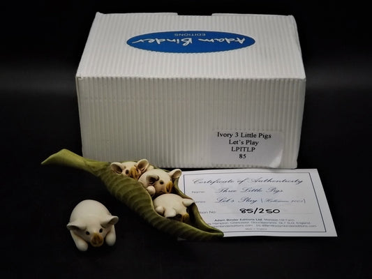 Adam Binder Let's Play series "Ivory Three Little Pigs". With original box and COA. Excellent shape limited edition #85/250.