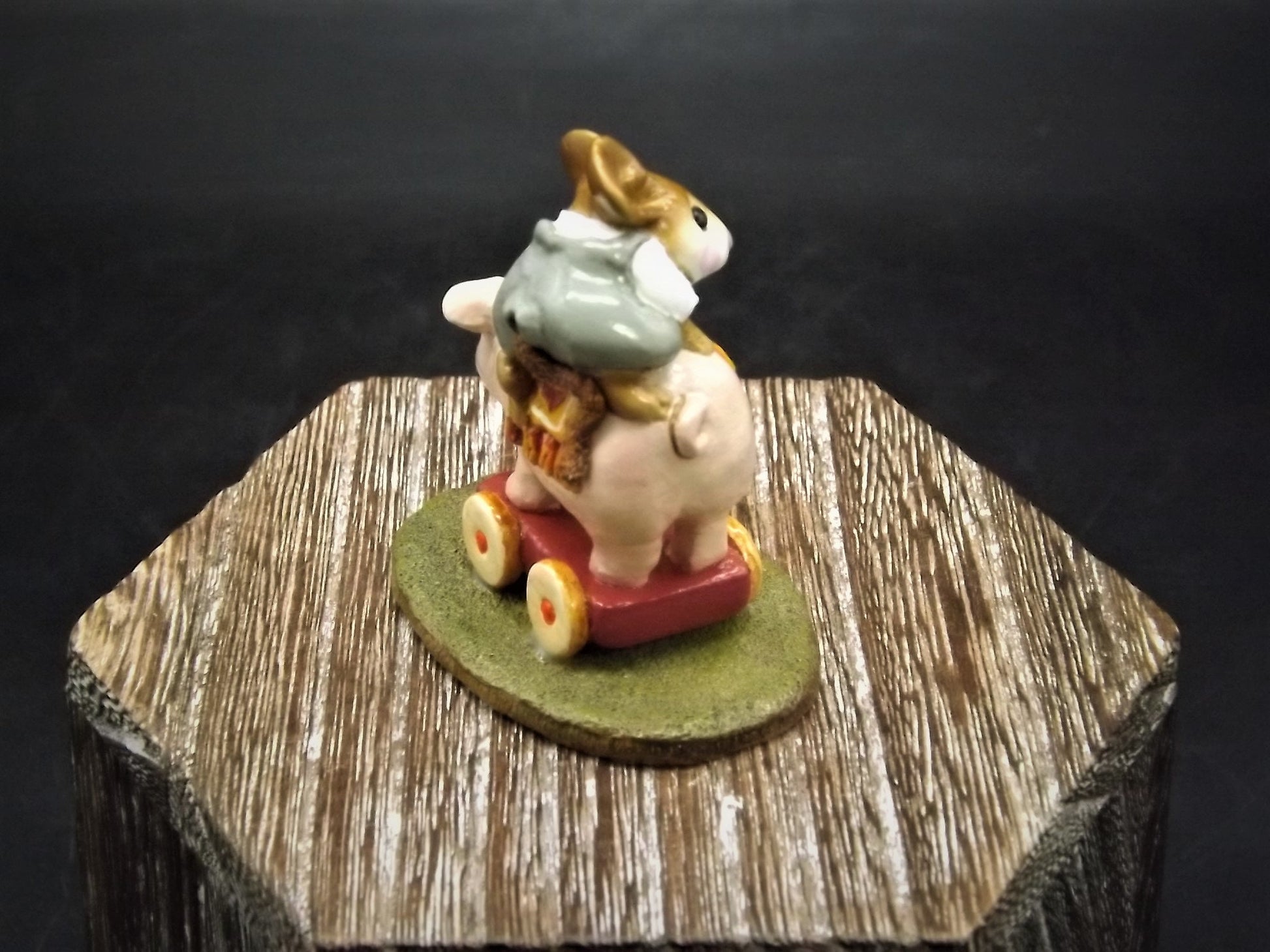 Vintage Wee Forest Folk Figurine: "High on the Hog" Mouse on Pig Toy