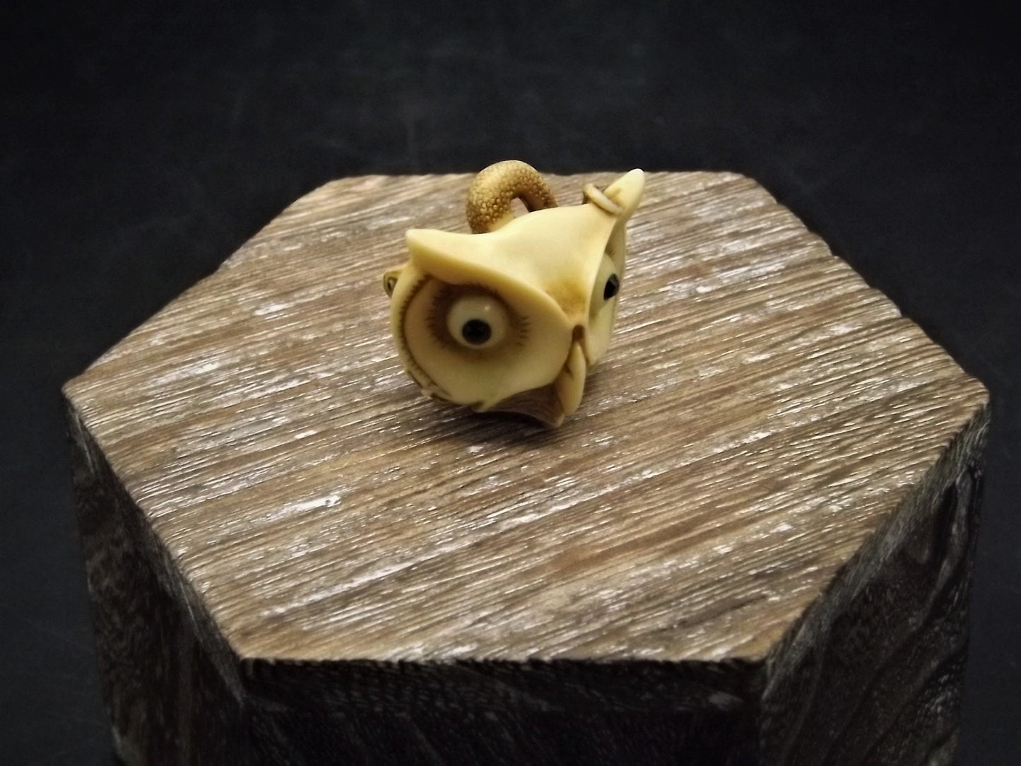 Adam Binder Netsuke "Owl Mask". With original box and COA. Excellent shape limited edition #271.