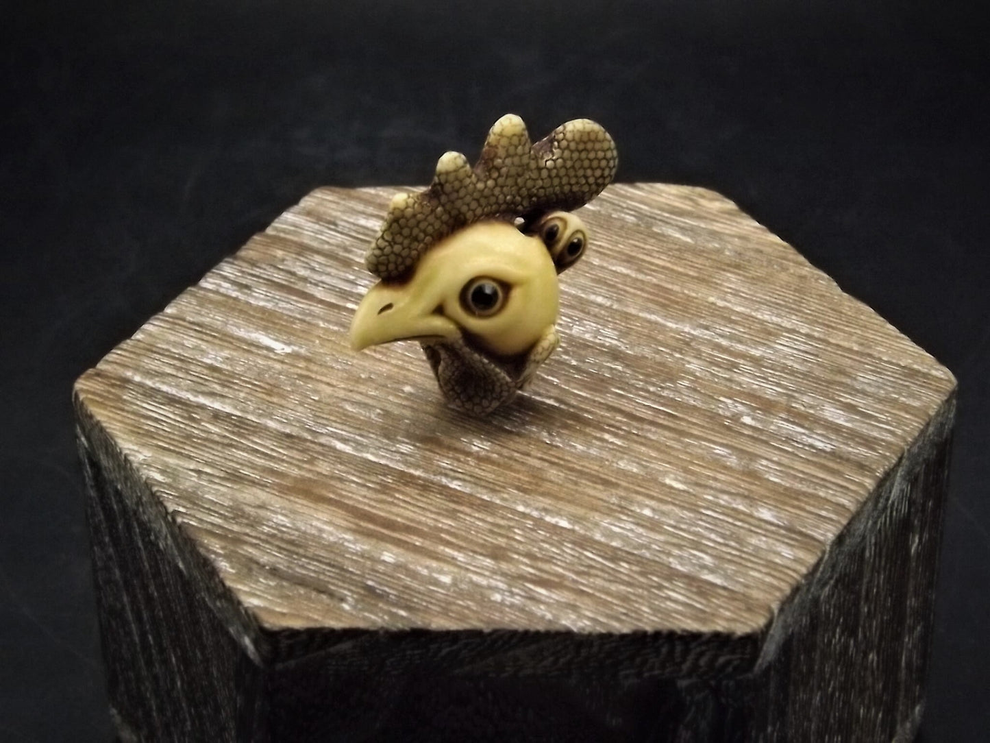 Adam Binder Netsuke "Rooster Mask". With original box and COA. Excellent shape limited edition #277/400