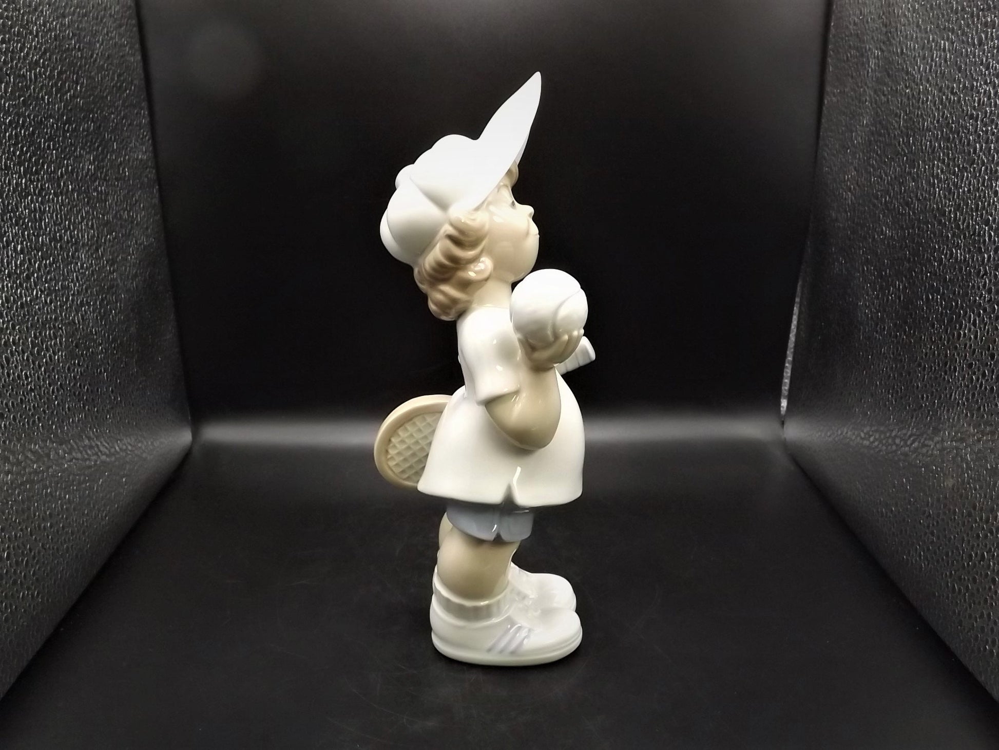 Vintage Lladro "Tennis Player Puppet" #4966 no box. Young person ready to play a tennis match. Completely intact! Excellent condition!