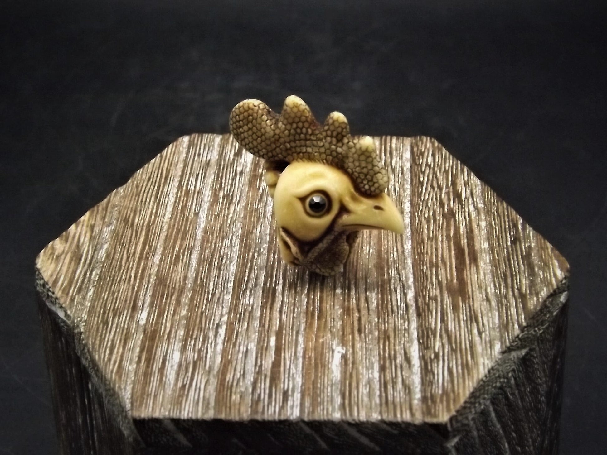 Adam Binder Netsuke "Rooster Mask". With original box and COA. Excellent shape limited edition #277/400