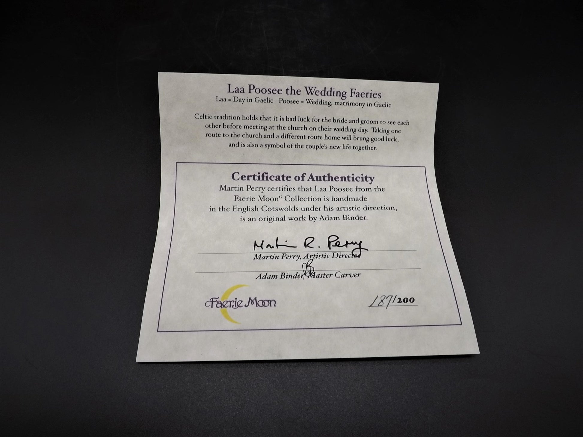 Vintage 2000 The Artists Choice, Faerie Moon, "Laa Poosee" Fairy couple marriage piece. Limited edition #187/200 with original box and COA.