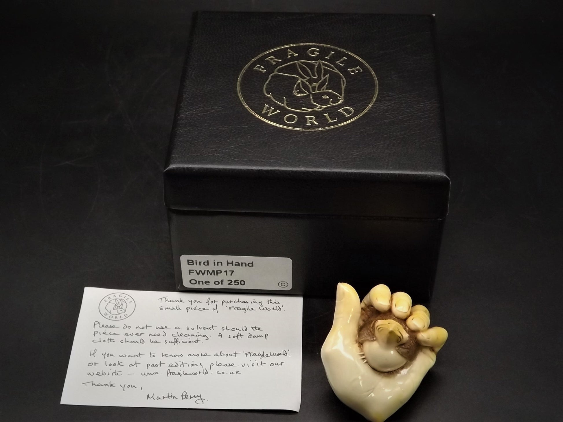 Fragile World "Bird in Hand" Figurine by Martin Perry Studios. Limited Edition to only 250 pieces with original box and COA. Excellent!